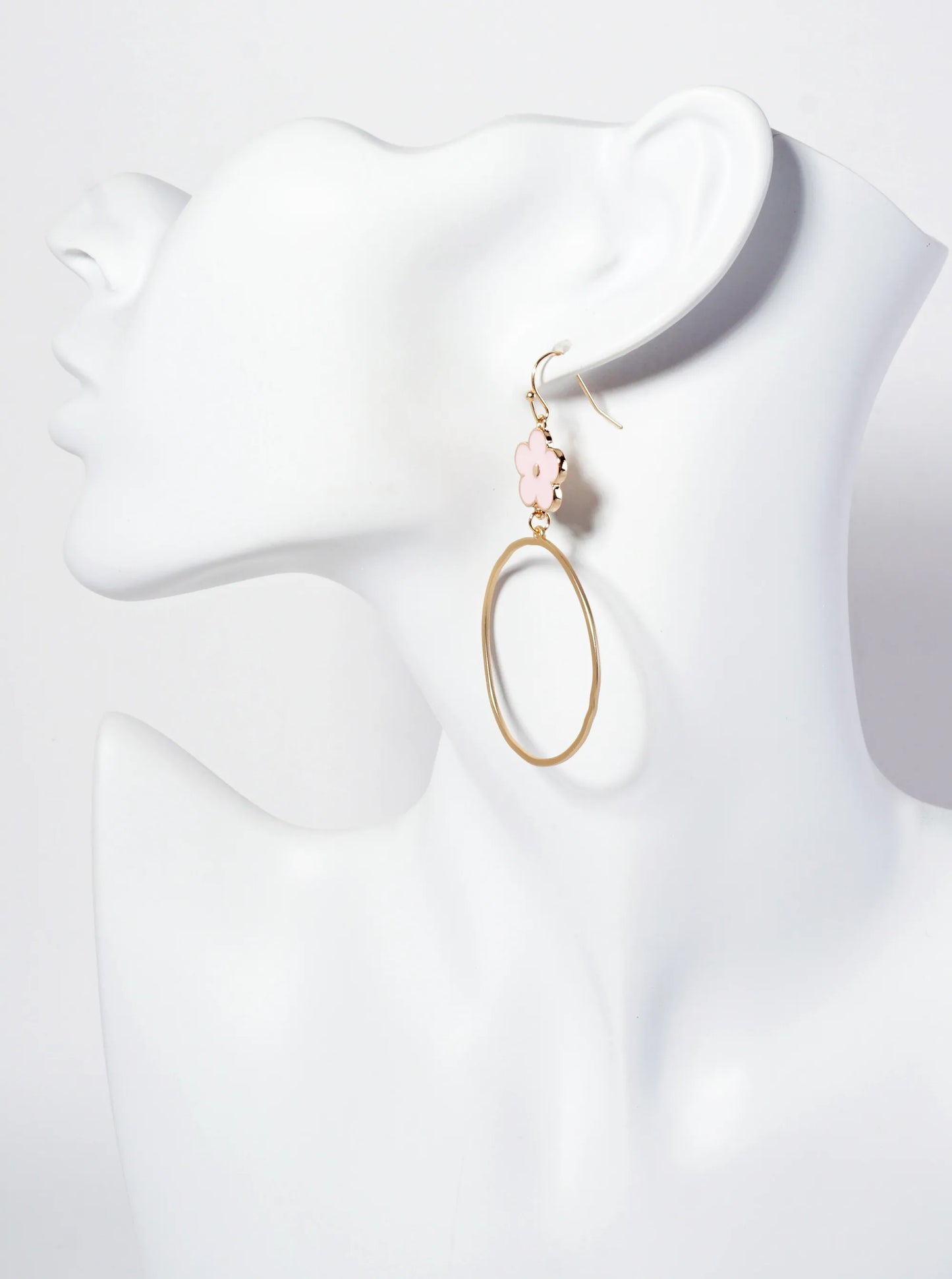 Botanical-Theme Organic Circle Drop Enamel Flower Dangle Earrings