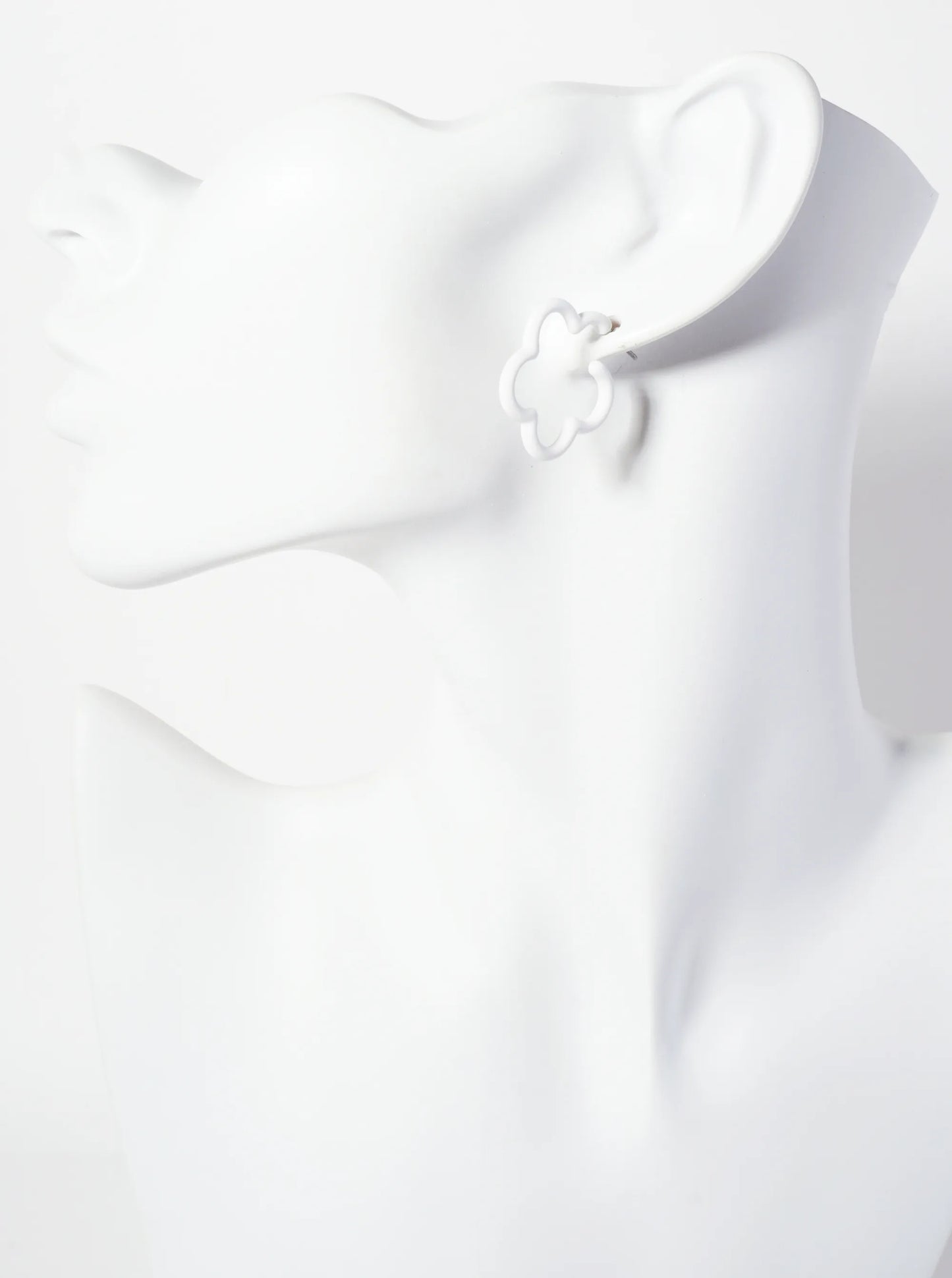 Botanical-Theme Rubber-Coated 25mm Flower Hoop Earrings
