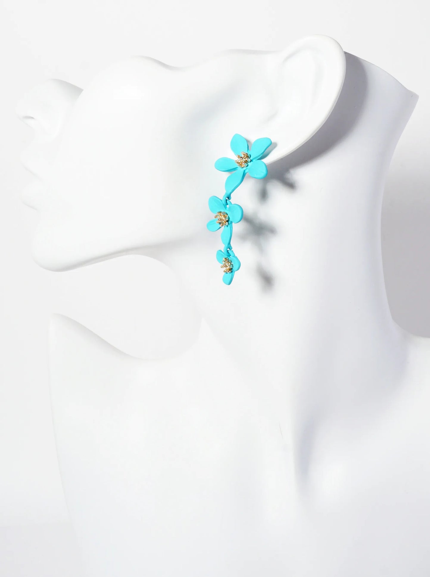 Botanical-Theme Three Graduated Flower Drop Post Earrings