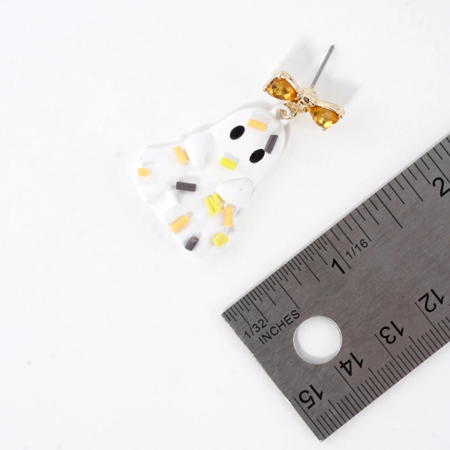 Bow Enamel Ghost Candy Sprinkles Drop Earrings