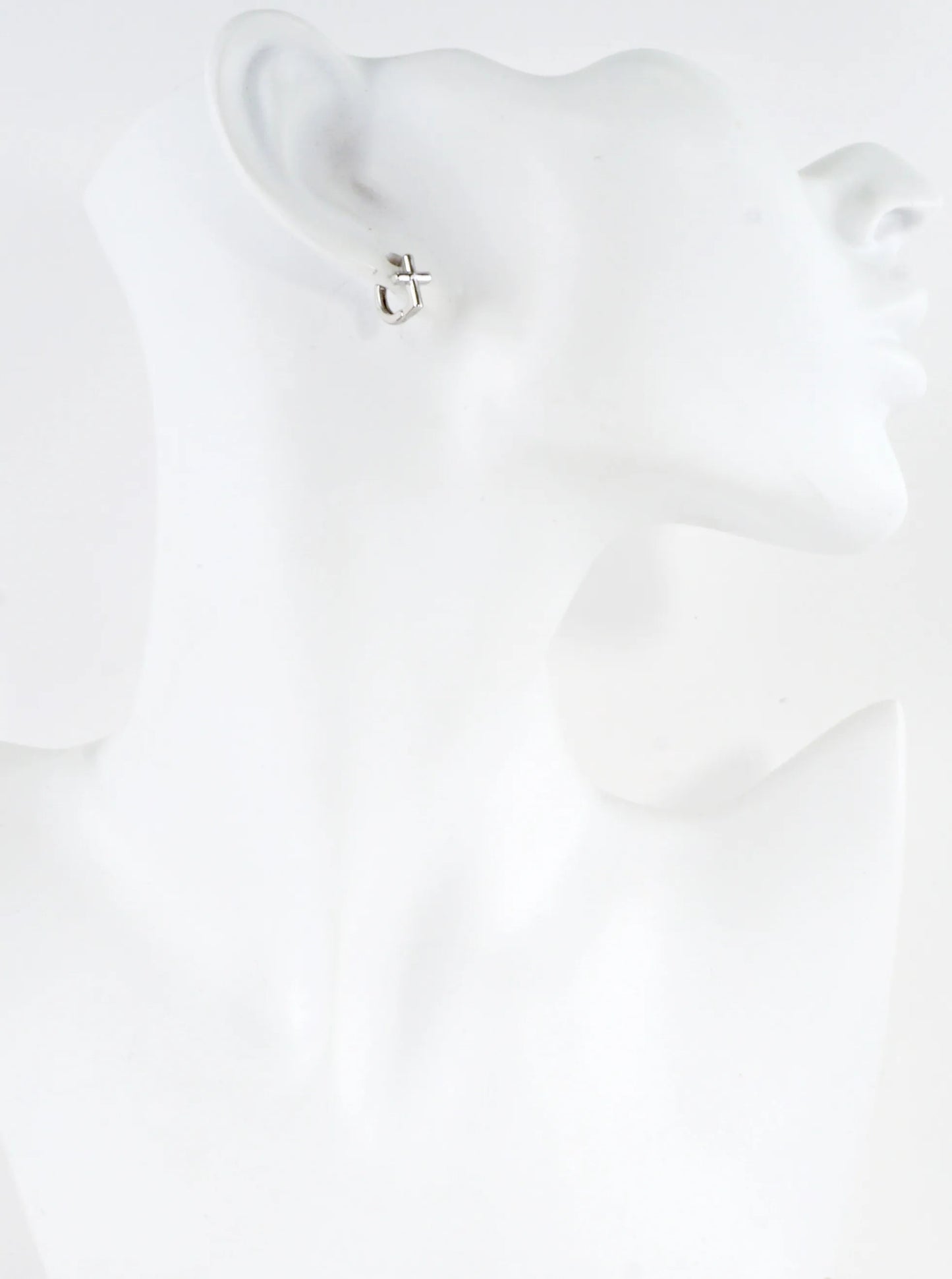 Brass Cross Huggie Hoop Earrings