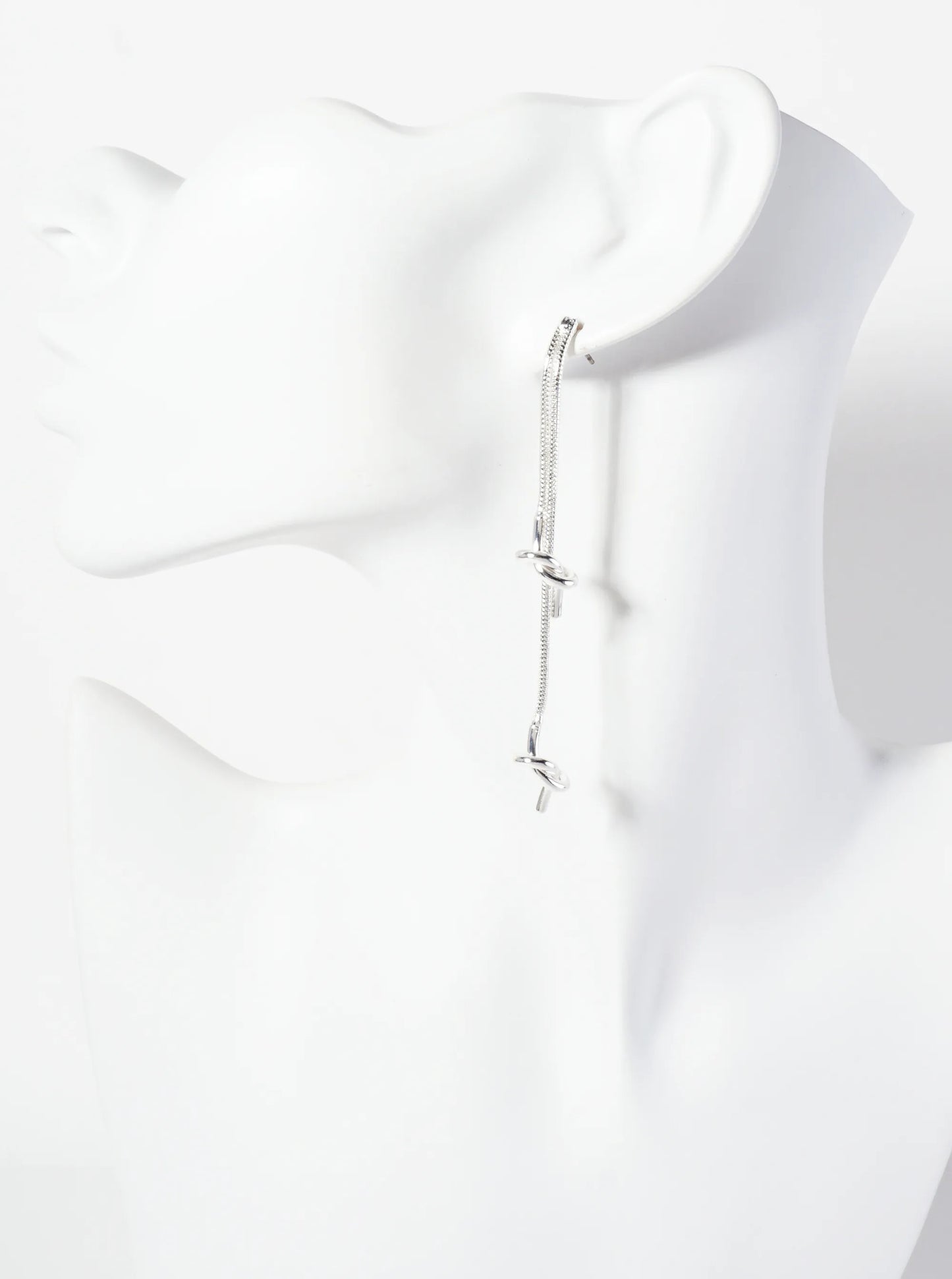 Brass Knot-Detail Snake Chain Dangle Earrings