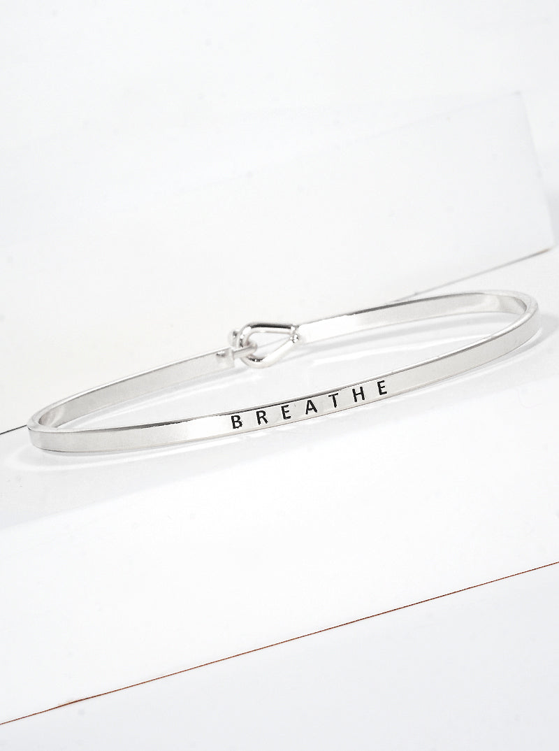 Breathe Engraved Inspirational Bangle Bracelet