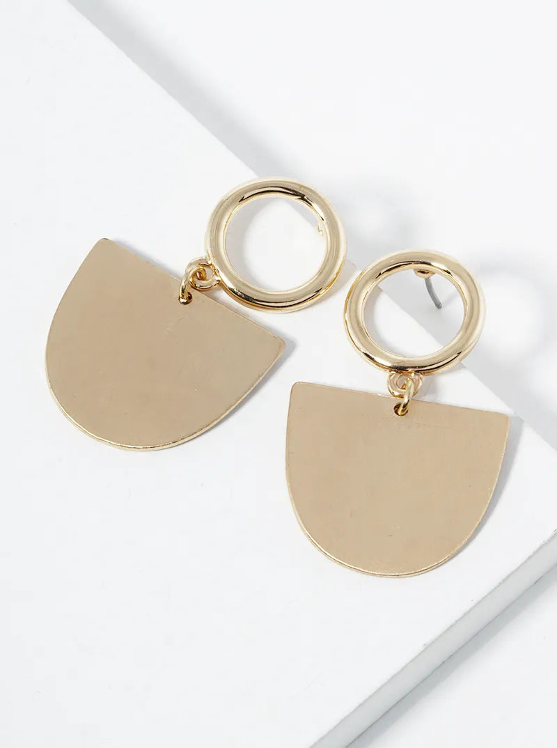 Brushed Brass Geometric Dangle Drop Earrings
