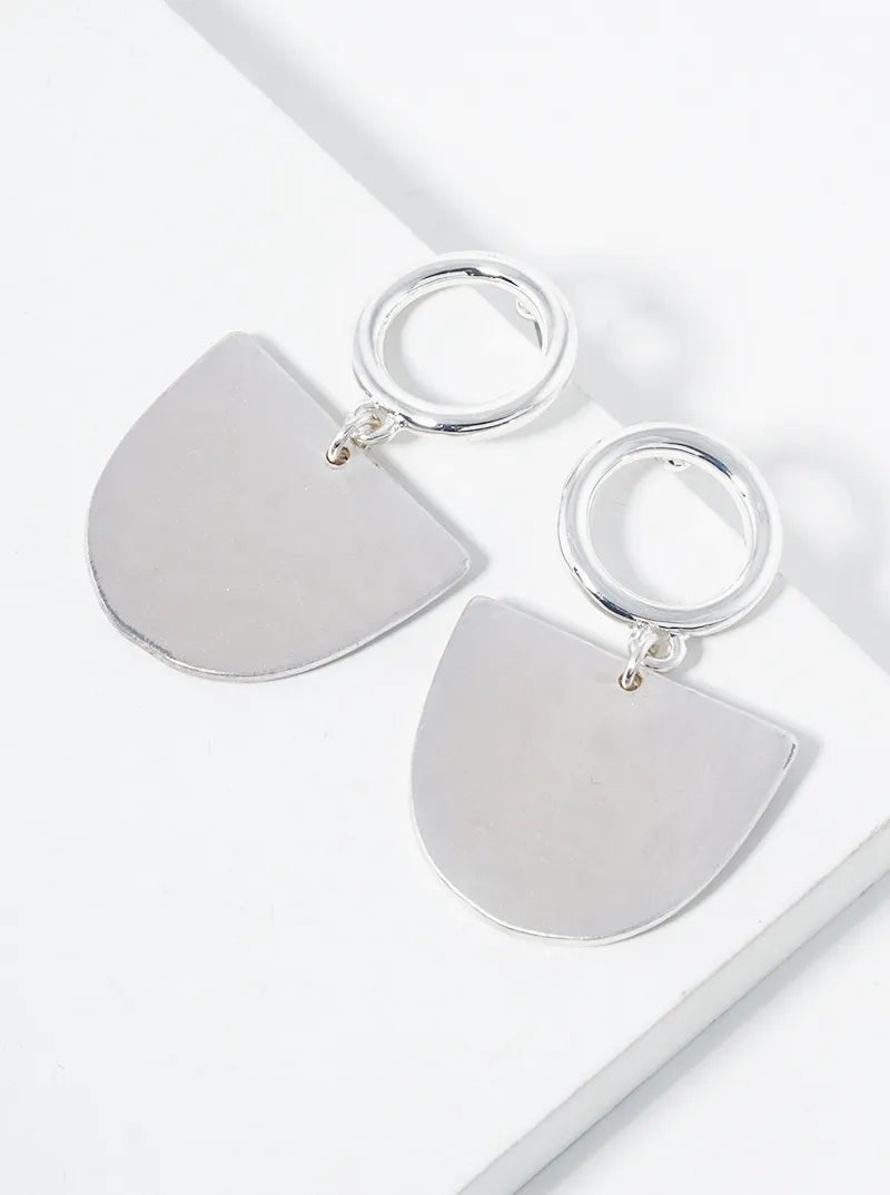 Brushed Brass Geometric Dangle Drop Earrings
