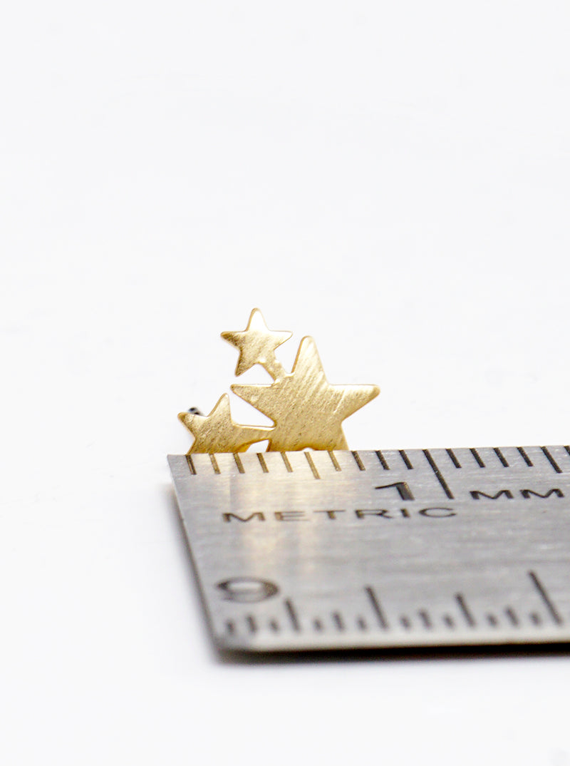 Brushed Metal 10mm Tiny Stars Post Stud Earrings
