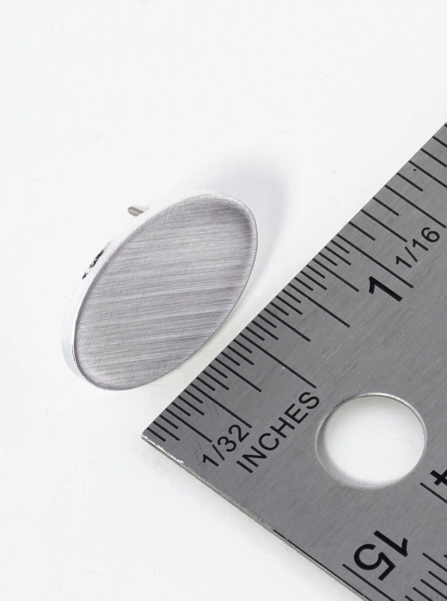Brushed Metal Oval Stud Earrings