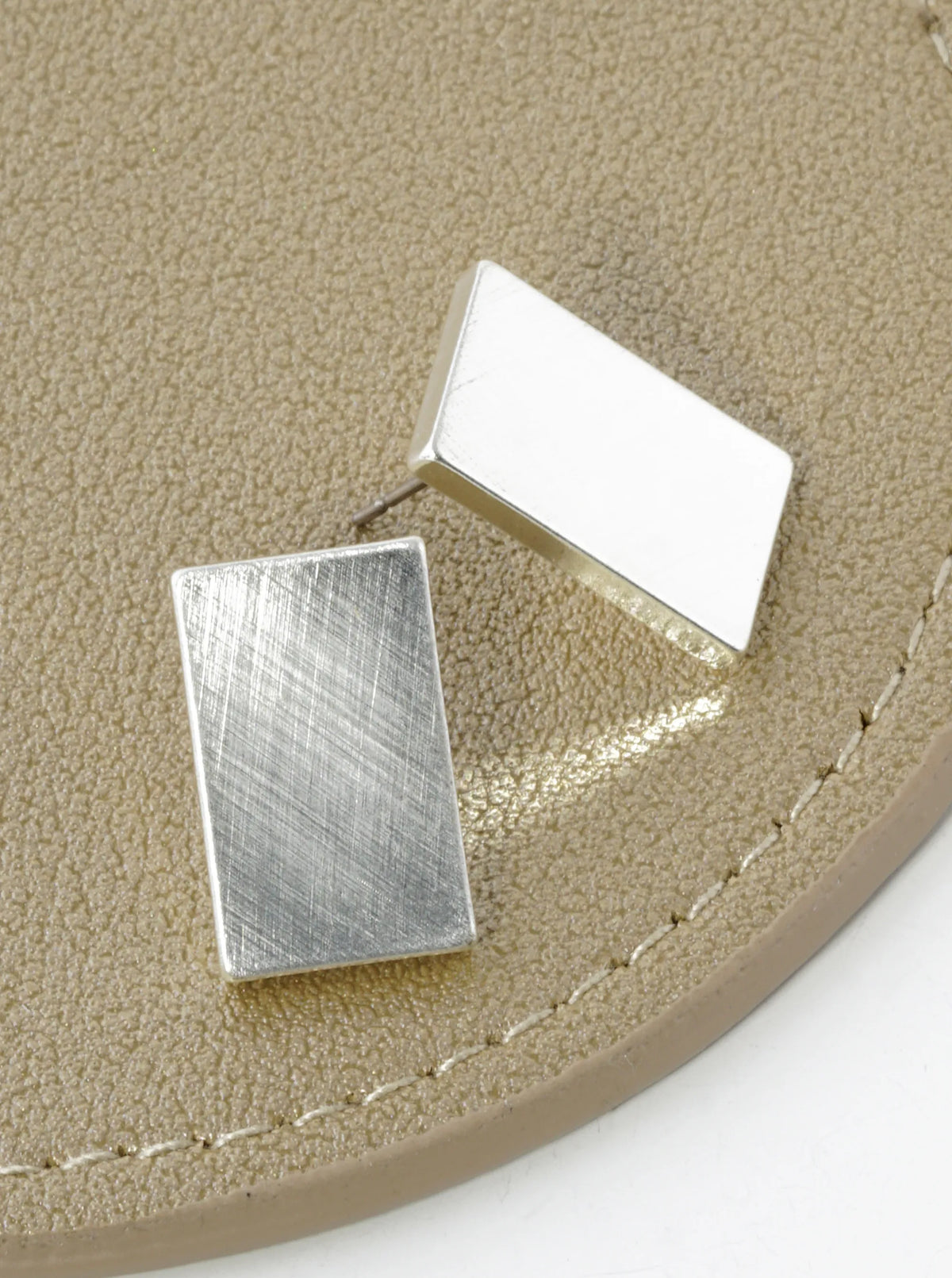 Brushed Metal Rectangle Stud Earrings