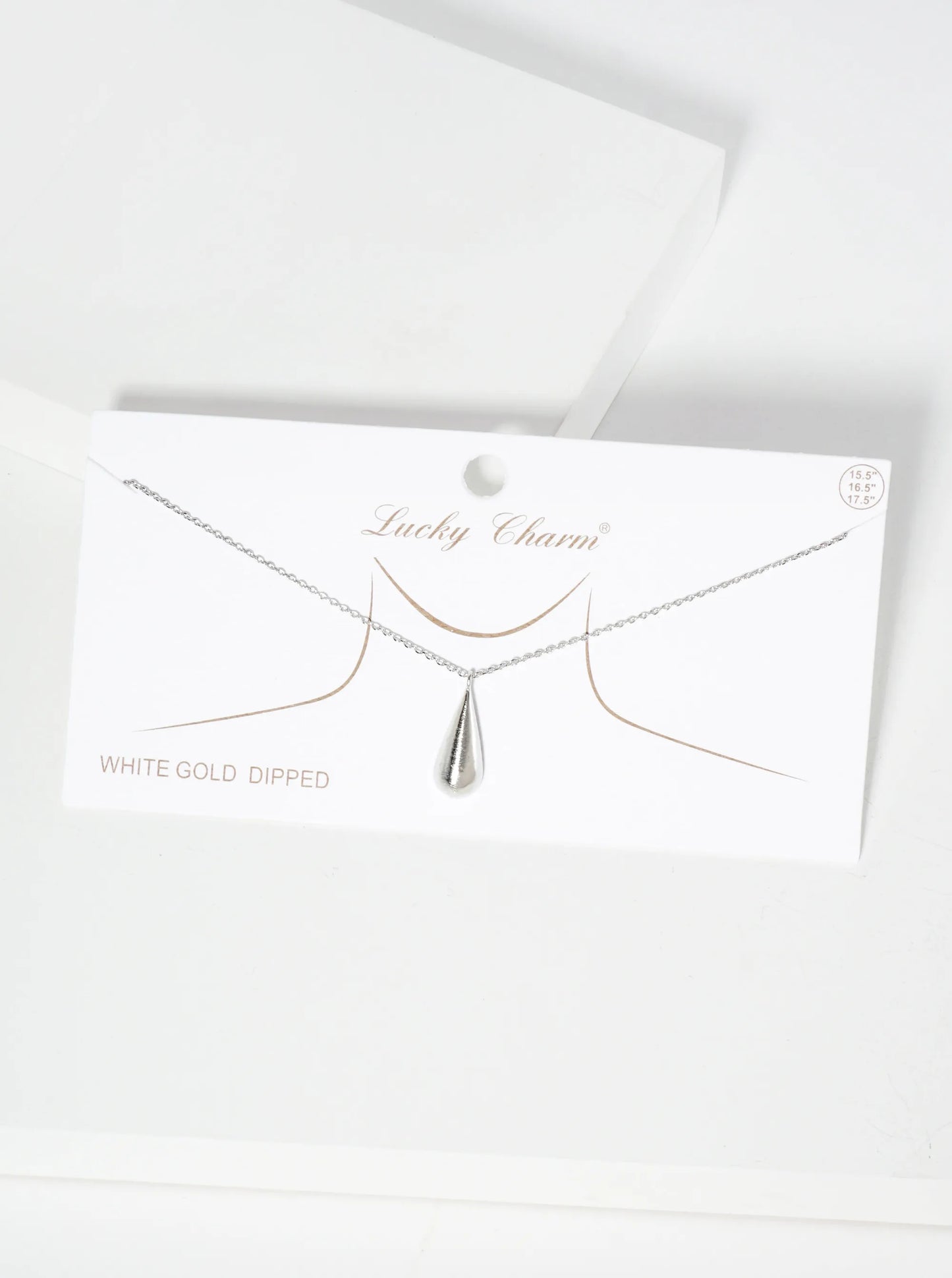 Brushed-Texture 3D Teardrop Pendant 18K-Gold-Dipped Necklace
