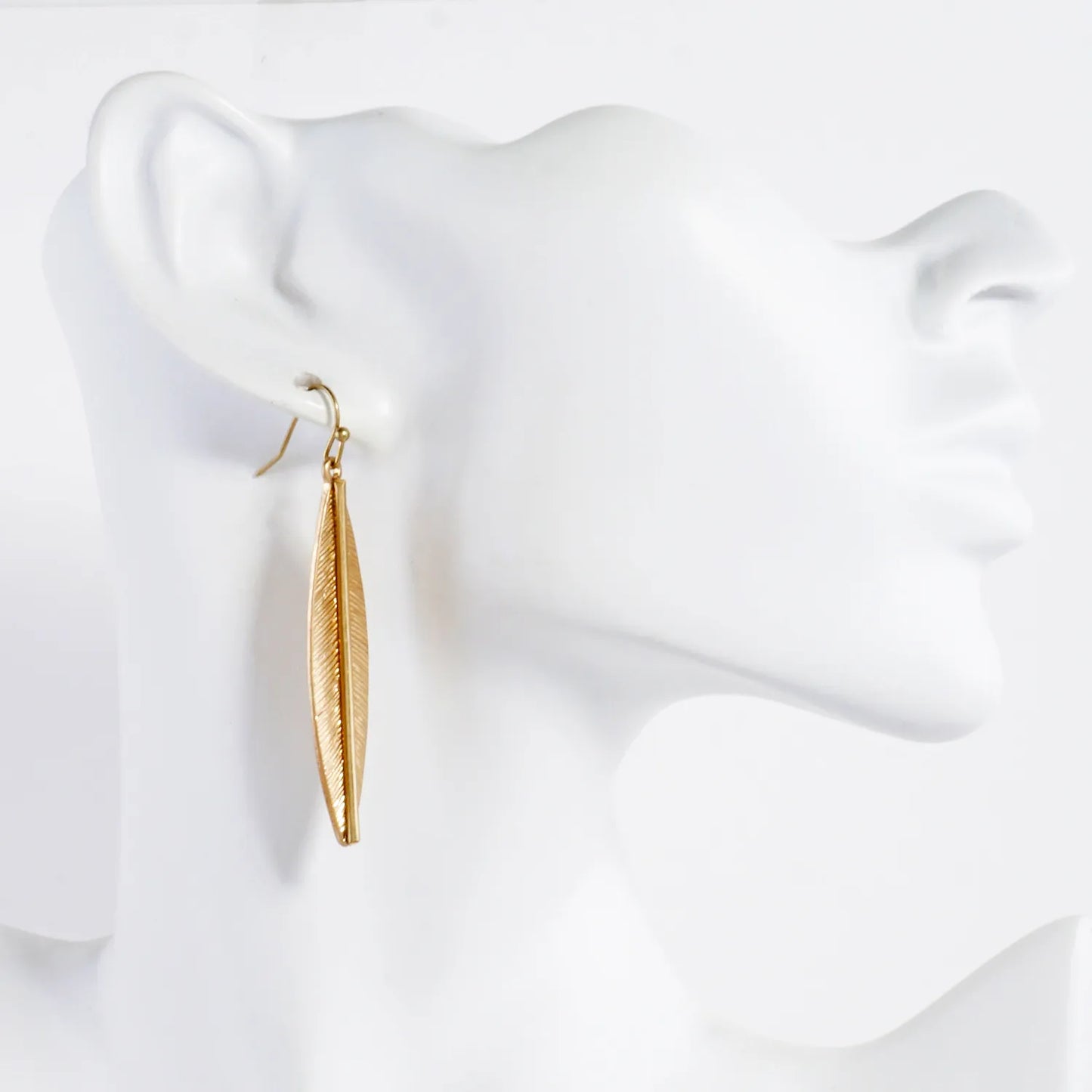 Brushed-Texture Leaf Drop Dangle Earrings