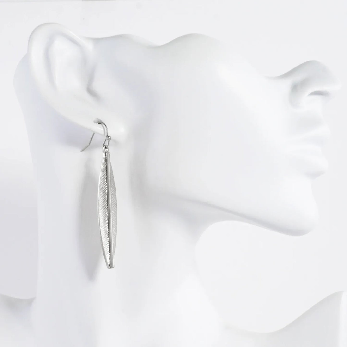 Brushed-Texture Leaf Drop Dangle Earrings