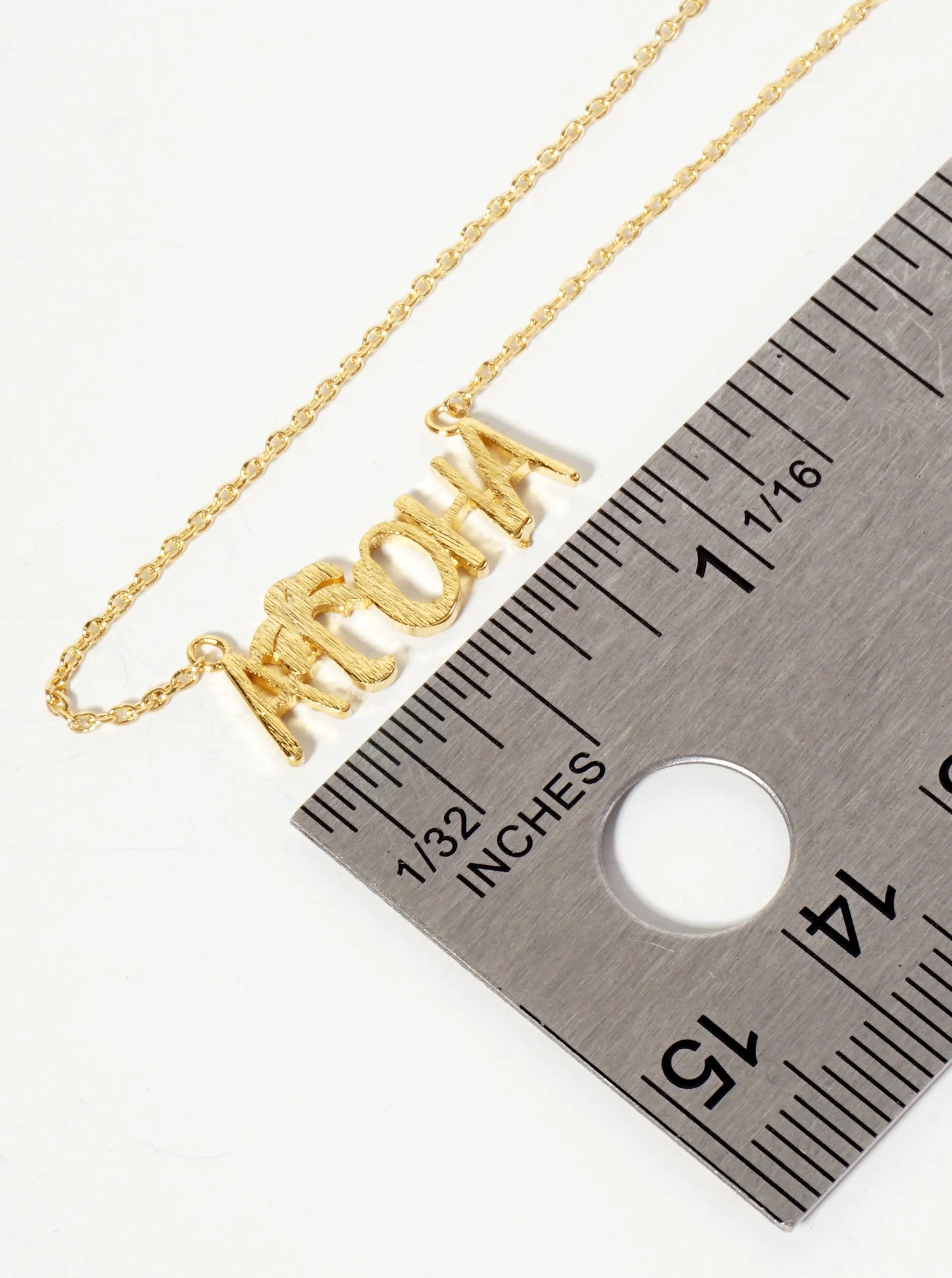 Brushed-Texture Palm-Tree Aloha Pendant 18K-Gold-Dipped Necklace