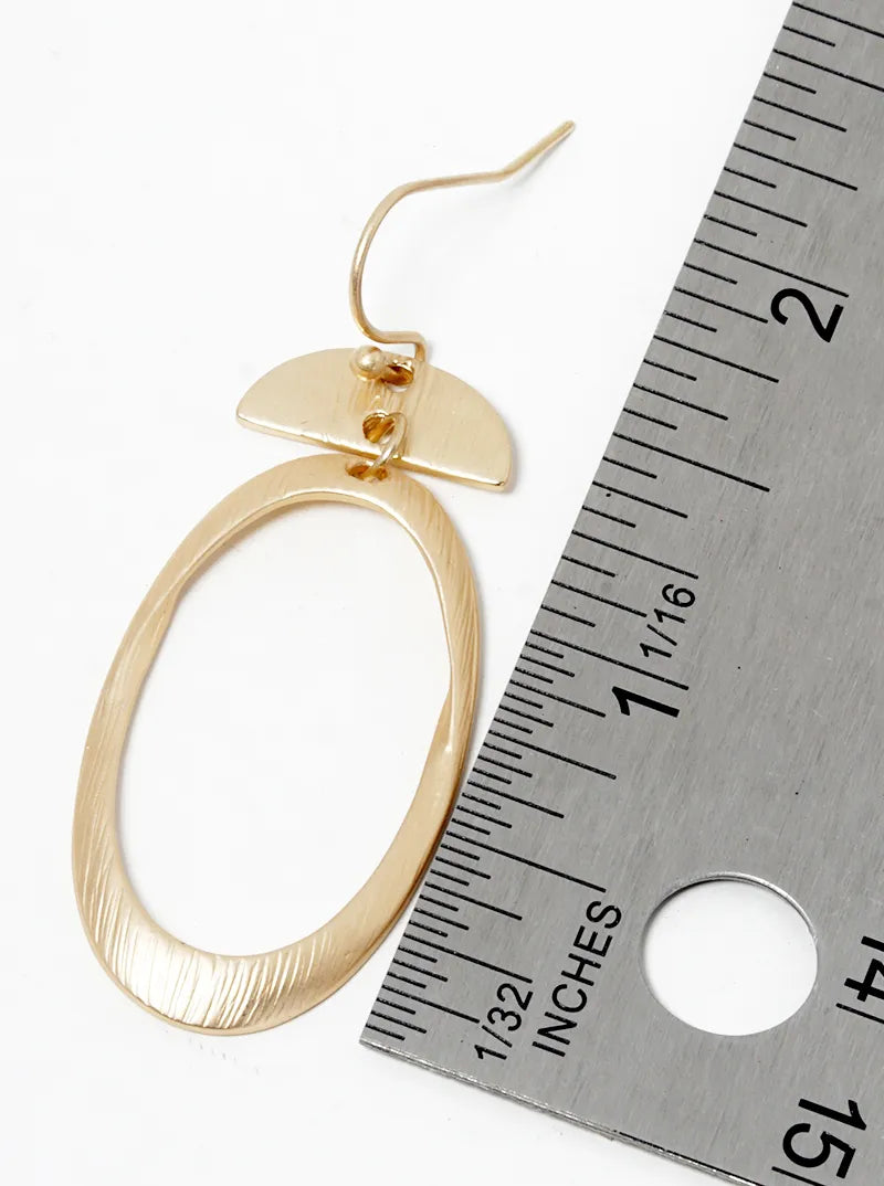 Brushed Metal Oval Drop Lightweight Dangle Earrings