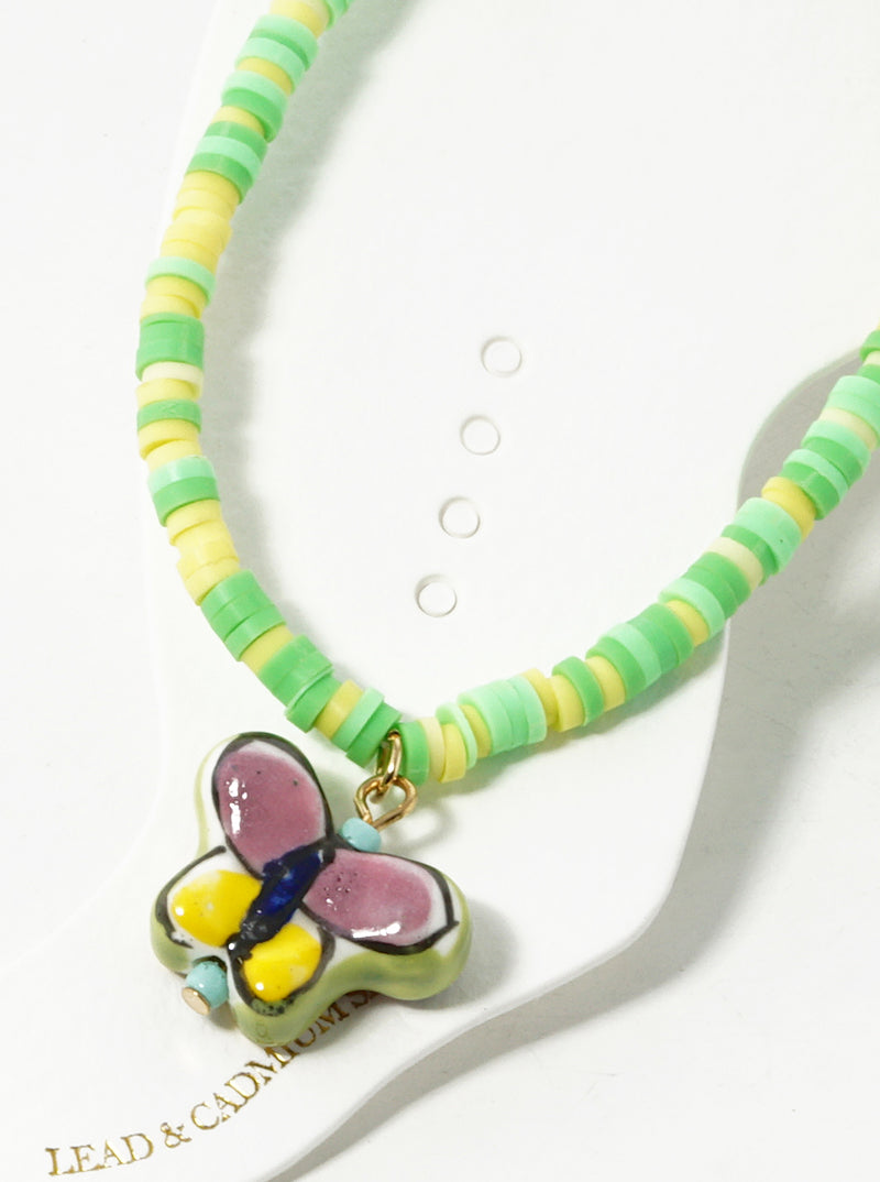 Butterfly Charm Clay Beaded Anklet