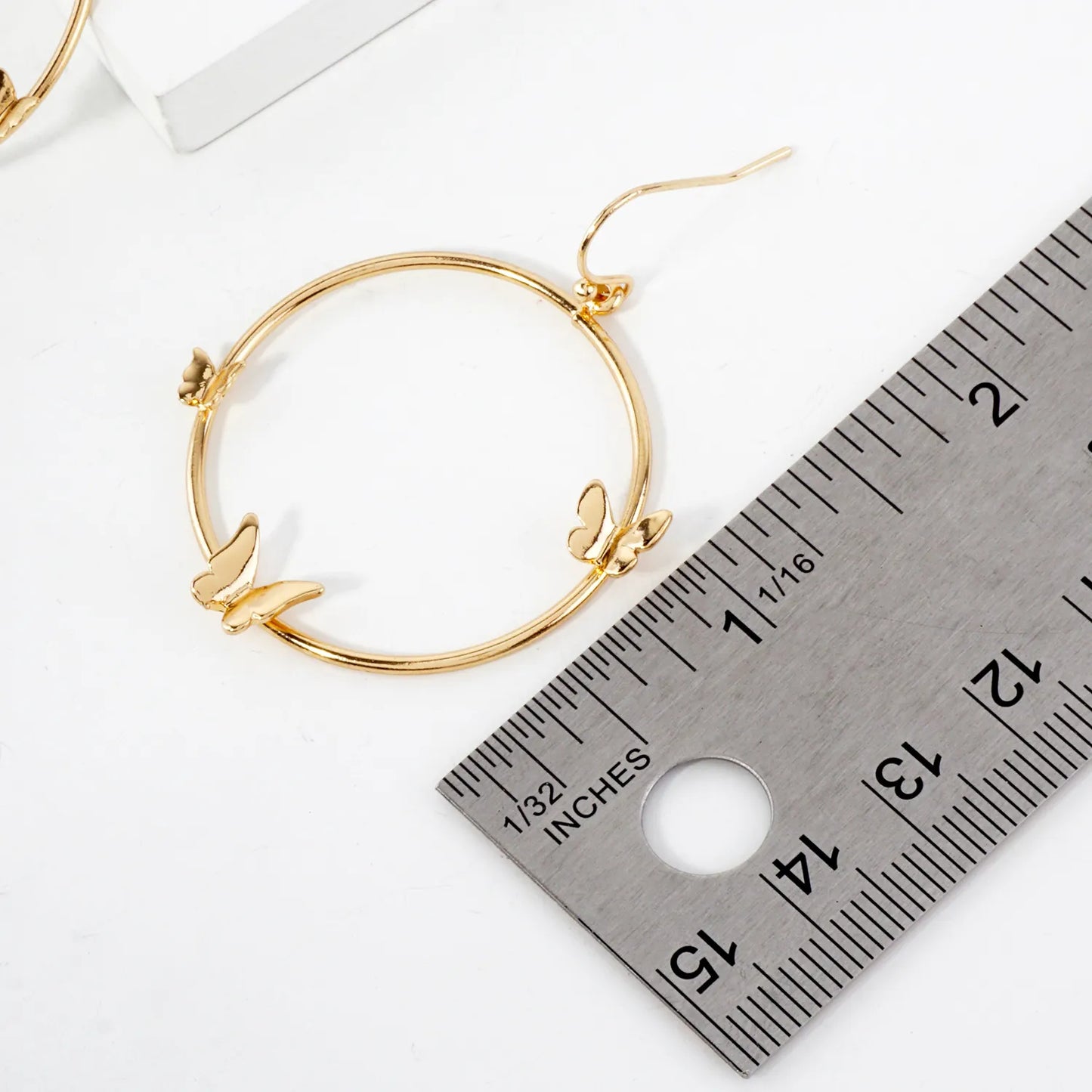 Butterfly Embellished Circle Drop Earrings