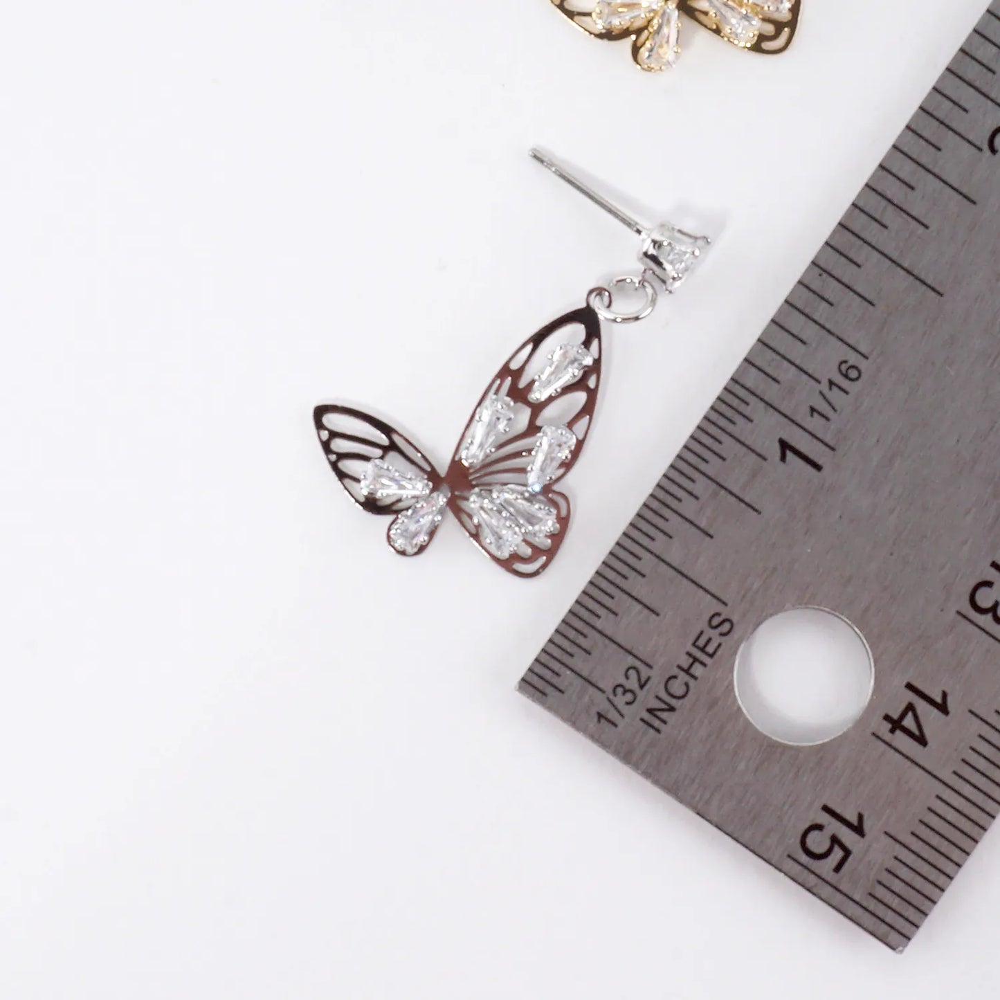 Butterfly Filigree Cubic Zirconia Post Earrings