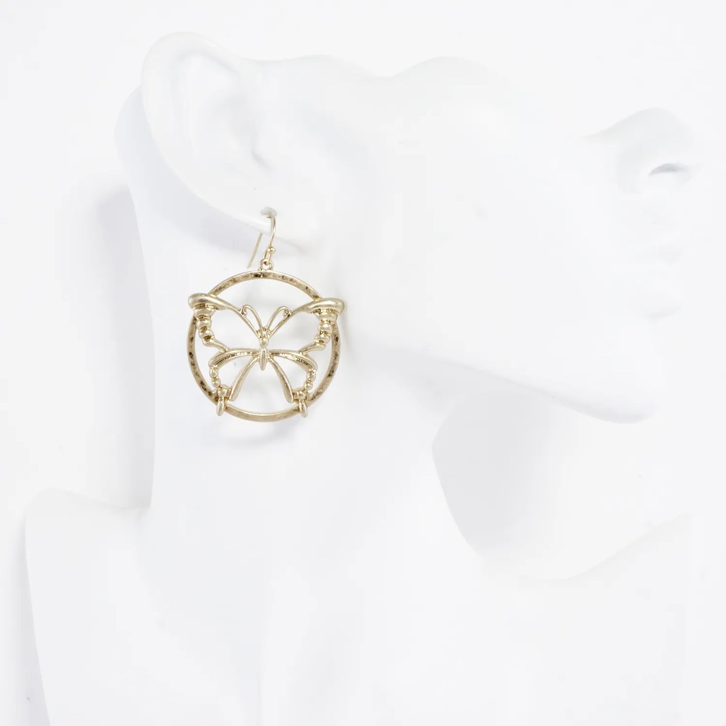 Butterfly Overlapping Circle Dangle Earrings