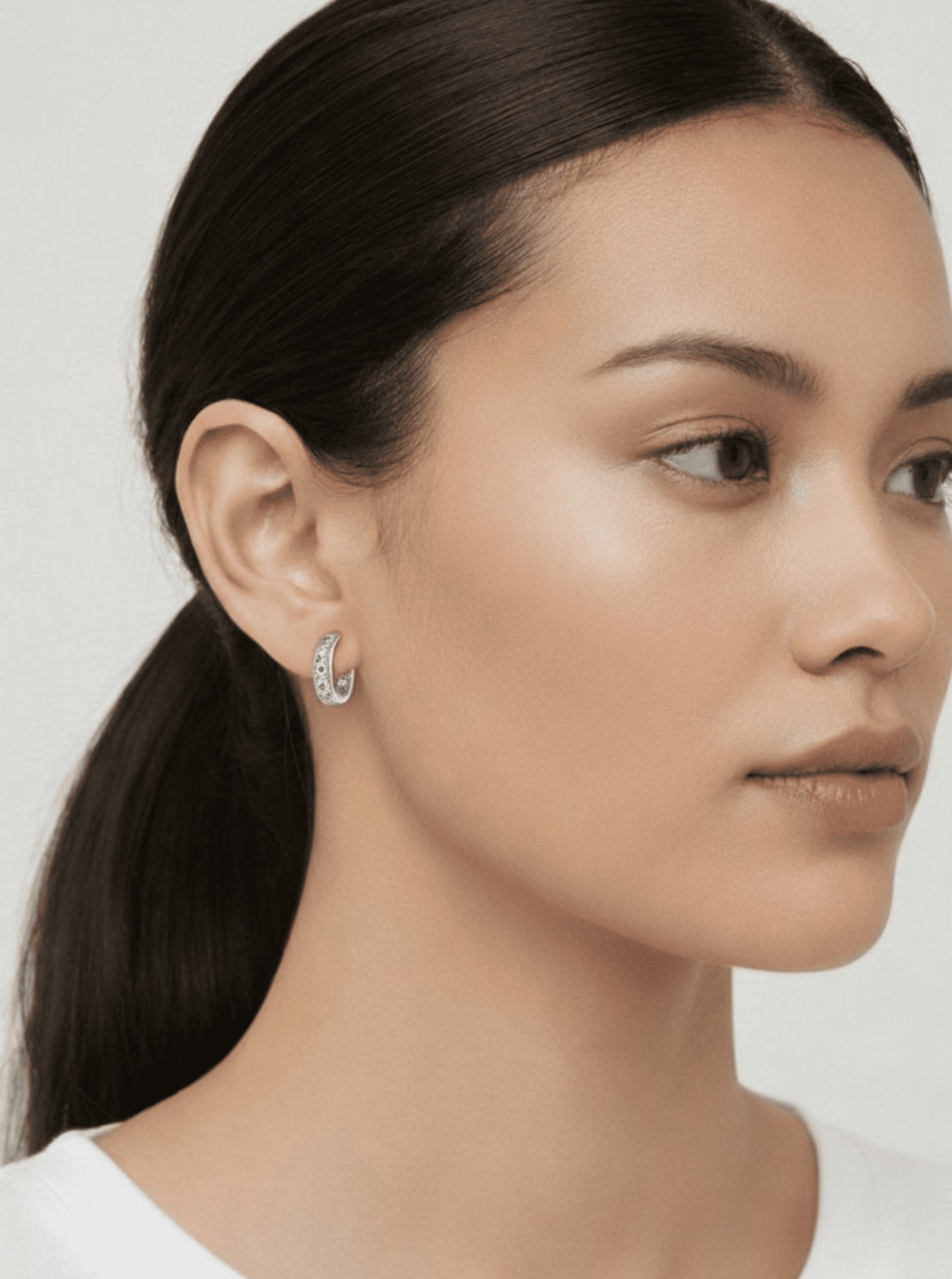 Huggie Cubic Zirconia Hoop Earrings