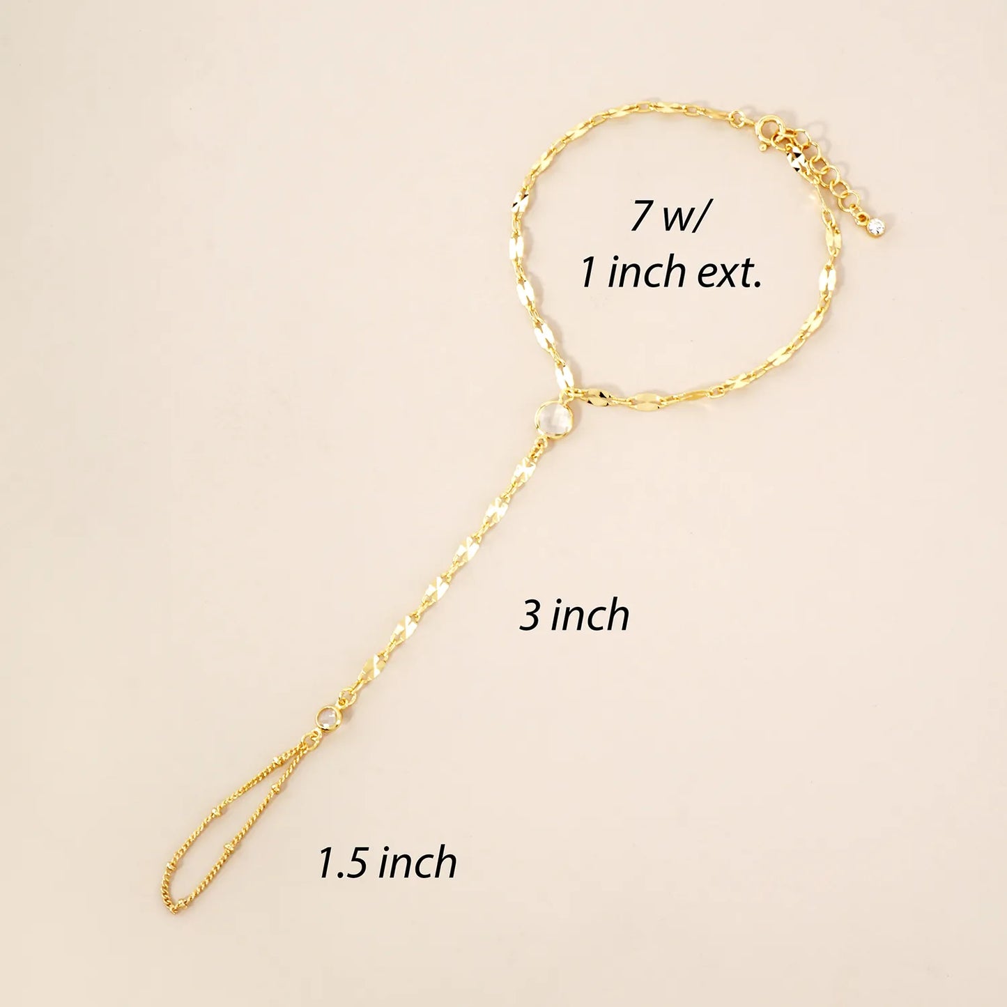 CZ Accent 18K-Gold-Dipped Delicate 7mm Brass Lip Chain Hand-Chain Bracelet