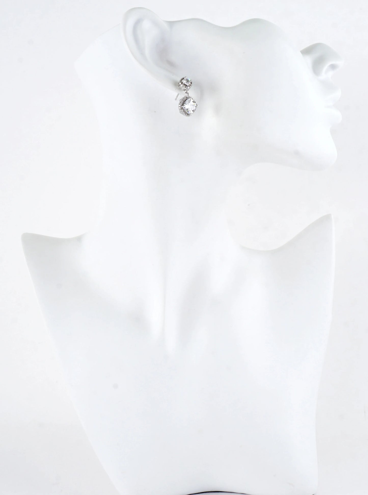 CZ Cushion-Cut Pave Halo Double Drop Earrings