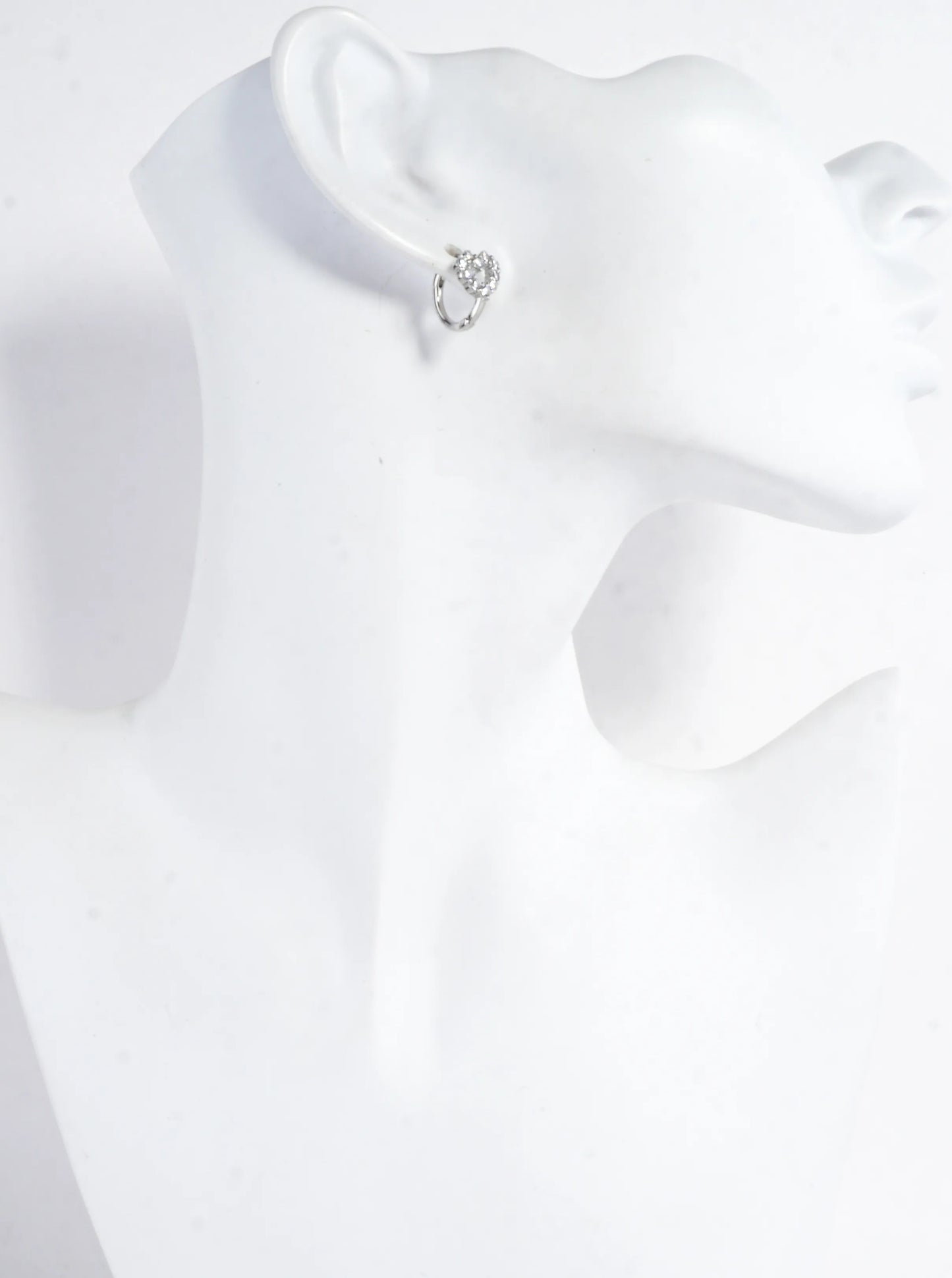 CZ Pave Brass Heart Huggie Hoop Earrings