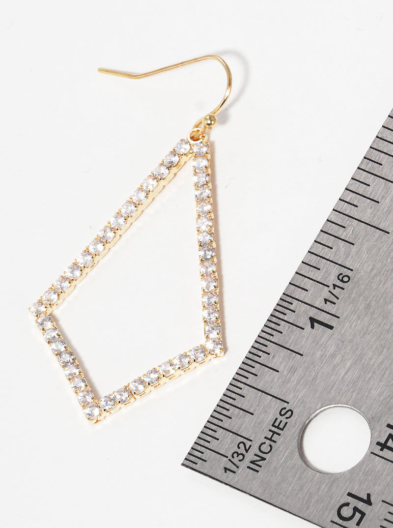 CZ Pave Diamond Shaped Dangle Drop Earrings