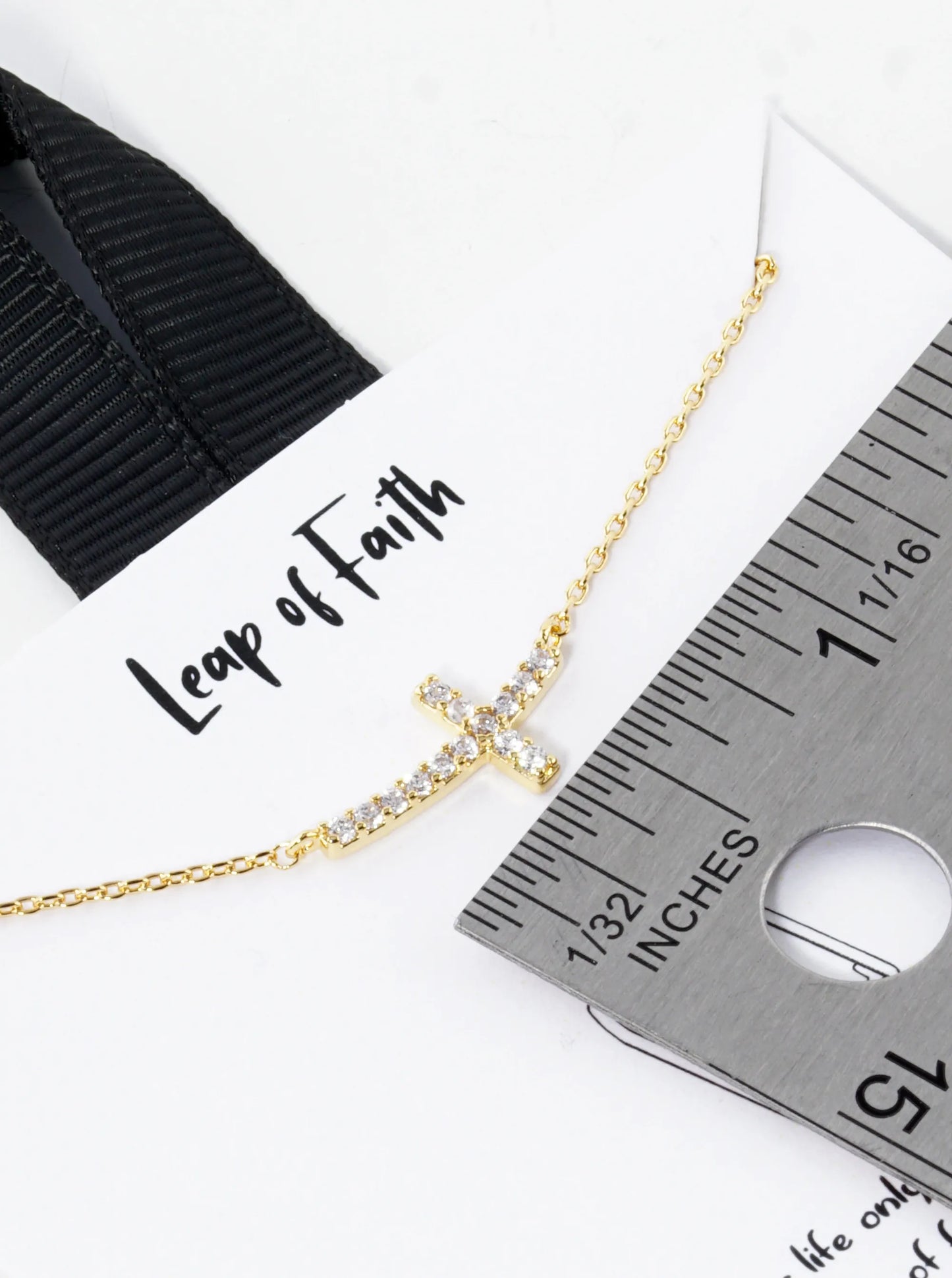 CZ Pave Sideways Cross Pendant 18K-Gold-Dipped Necklace