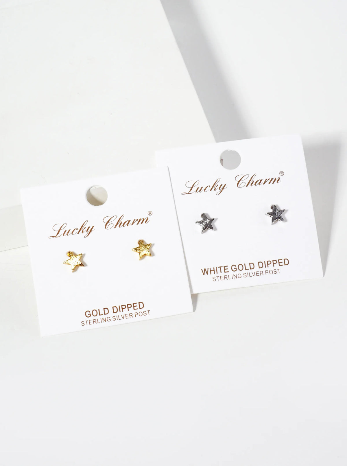 Celestial-Theme 18K-Gold-Dipped Brass Brushed-Texture 7mm Star Stud Earrings
