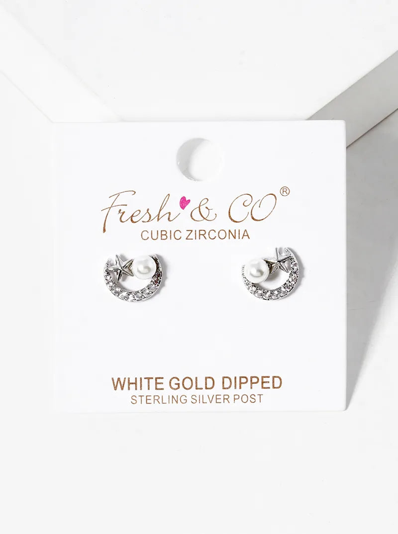 18K Gold Dipped Micro Pave Set 13mm Quatrefoil 925 Sterling Silver Post Stud Earrings
