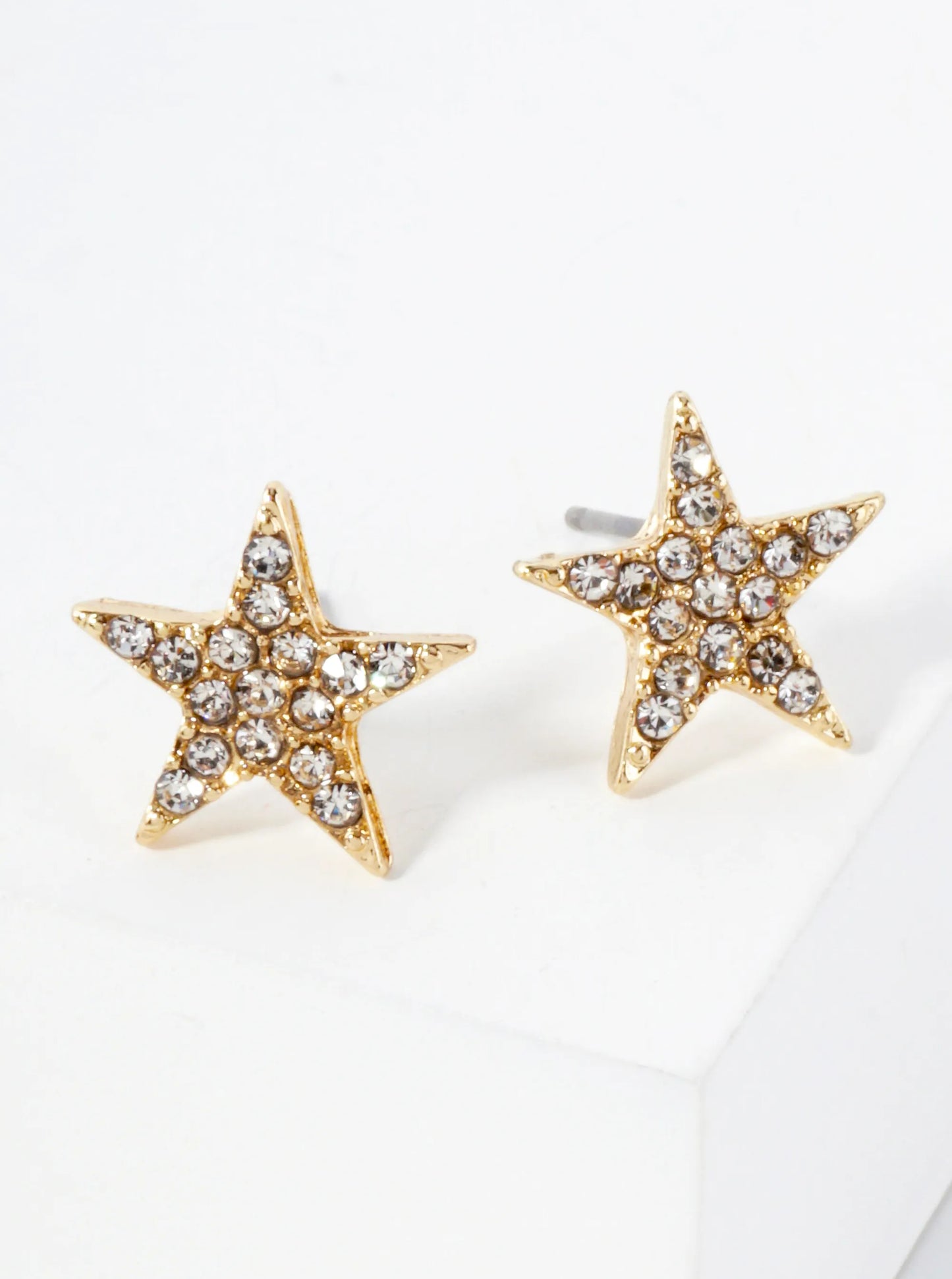 Celestial-Theme Crystal-Pave 13mm Star Stud Earrings
