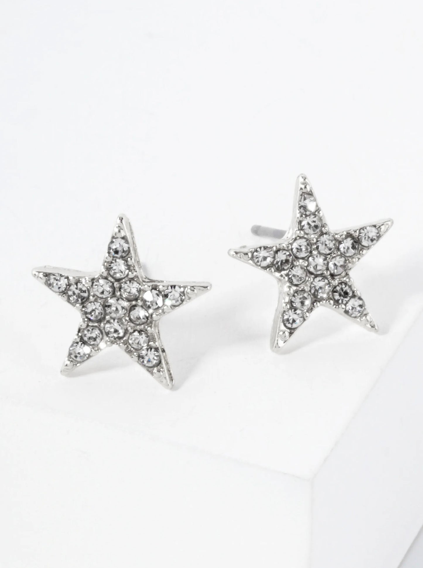 Celestial-Theme Crystal-Pave 13mm Star Stud Earrings