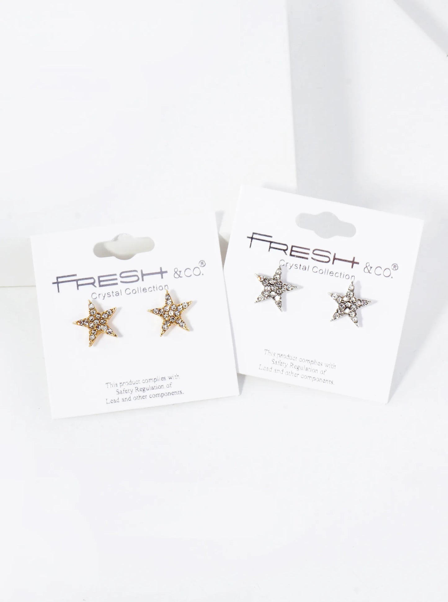 Celestial-Theme Crystal-Pave 13mm Star Stud Earrings
