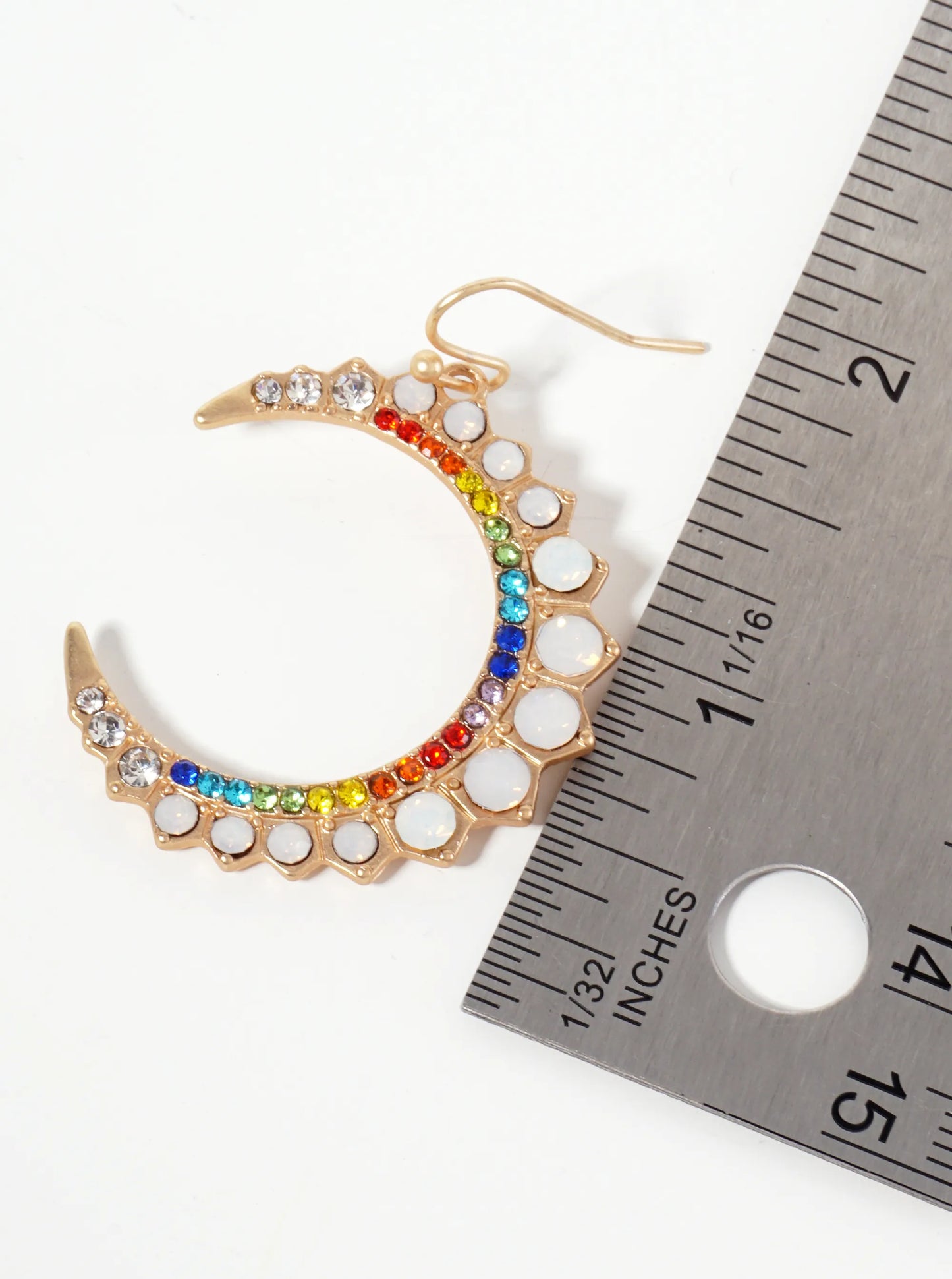 Celestial-Theme Crystal-Pave Crescent Moon-Shaped Dangle Earrings