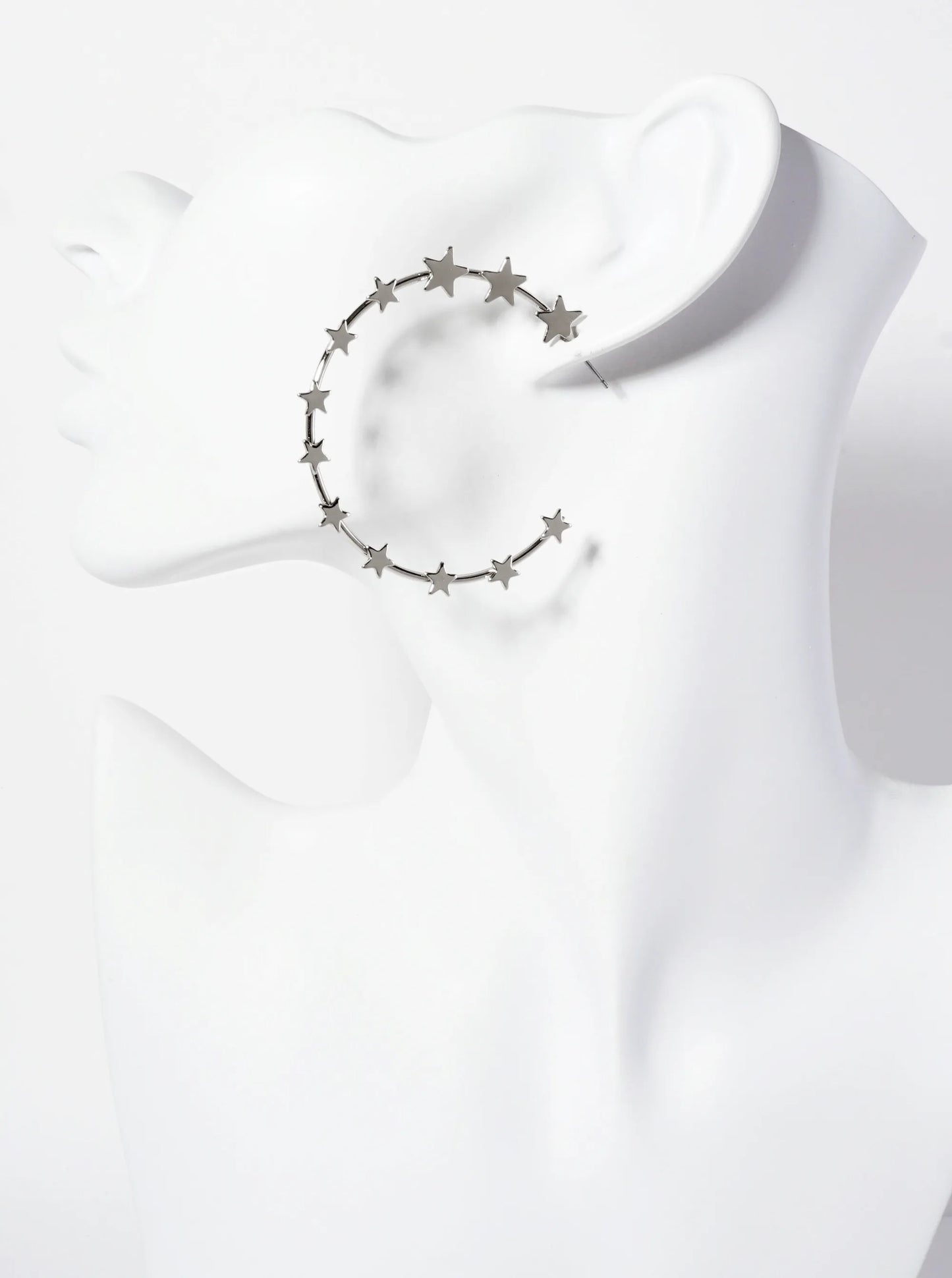 Celestial-Theme Graduated Stars Adorning The Line 45mm Open Hoop Earrings