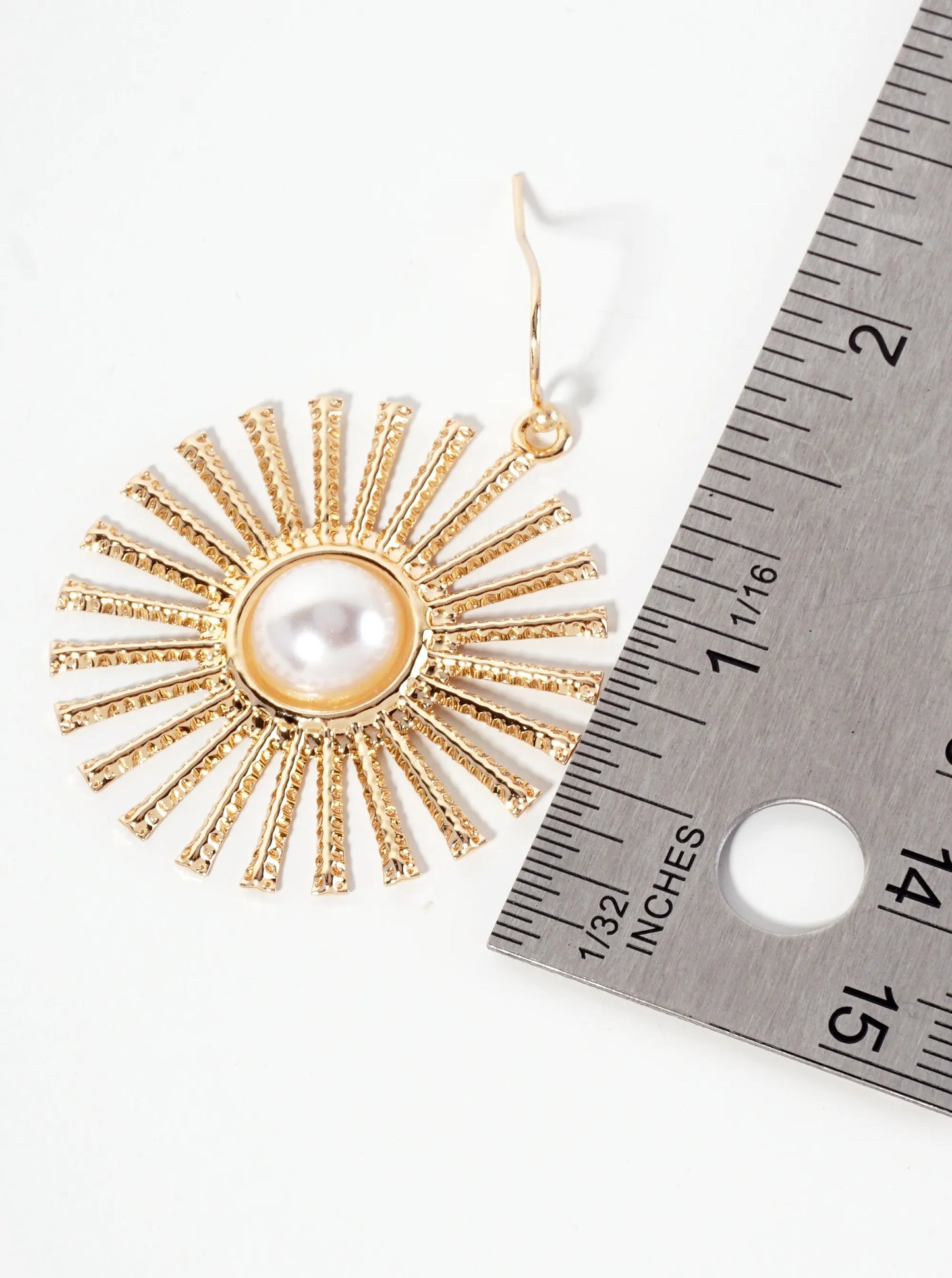 Celestial-theme Textured Starburst Pearl Drop Dangle Earrings