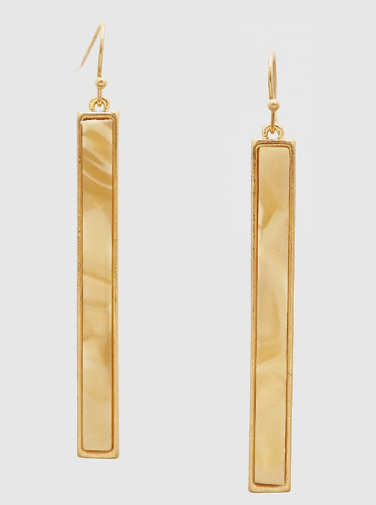 Cellulose Acetate Vertical Bar Zinc Alloy Cast Fish Hook Dangle Drop Earrings