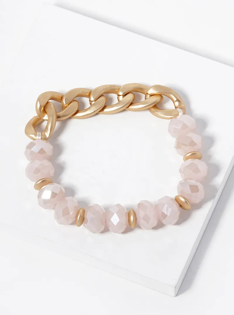 Chain And Glass Beaded Stretch Bracelet