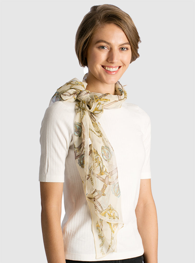 Chain Patterned Lightwheight Chiffon Oblong Scarf