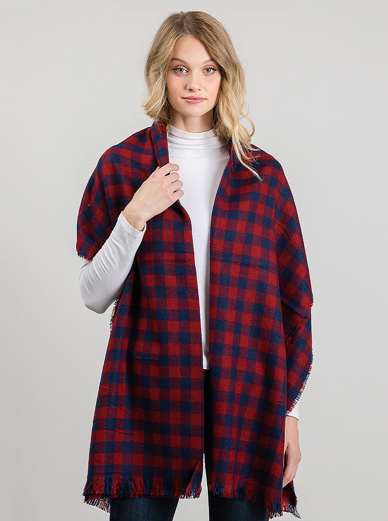 Checkered Grid Oblong Winter Scarf