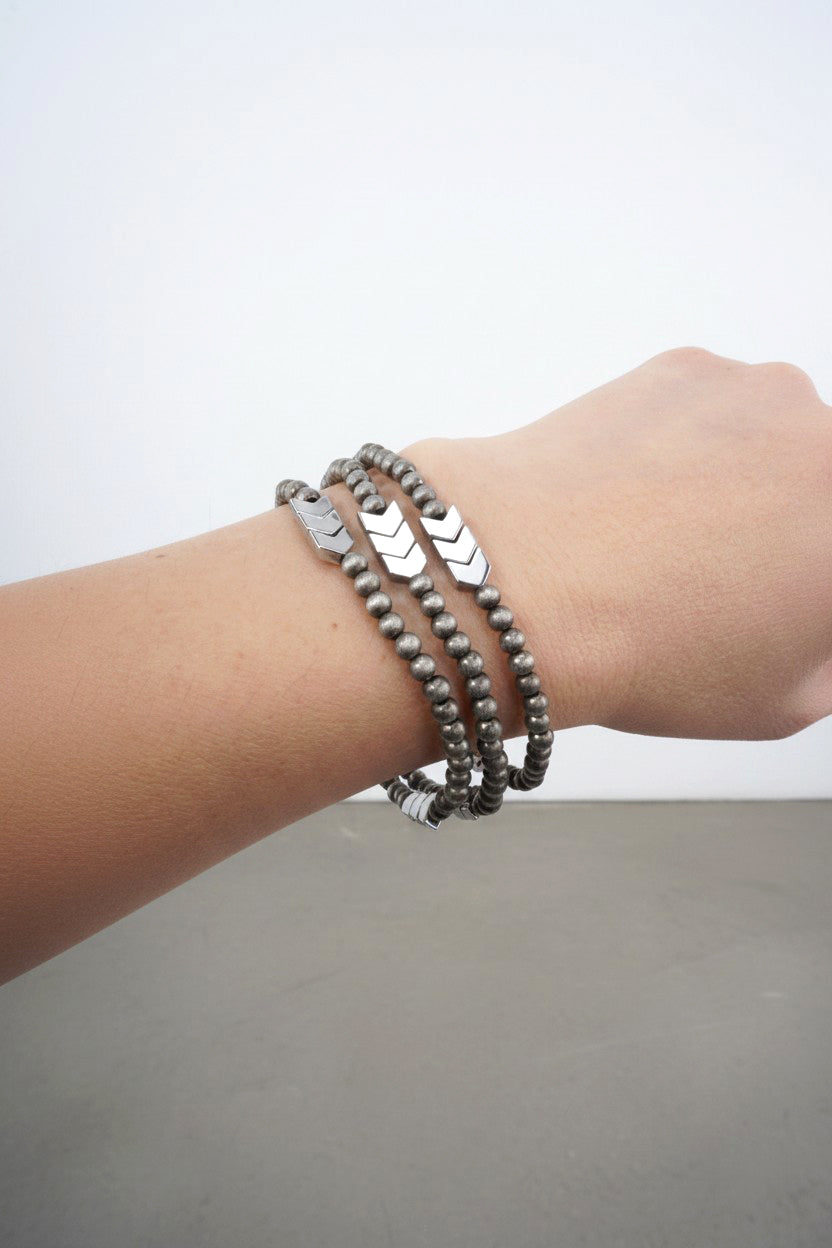Chevron Stretch Hematite Bracelet
