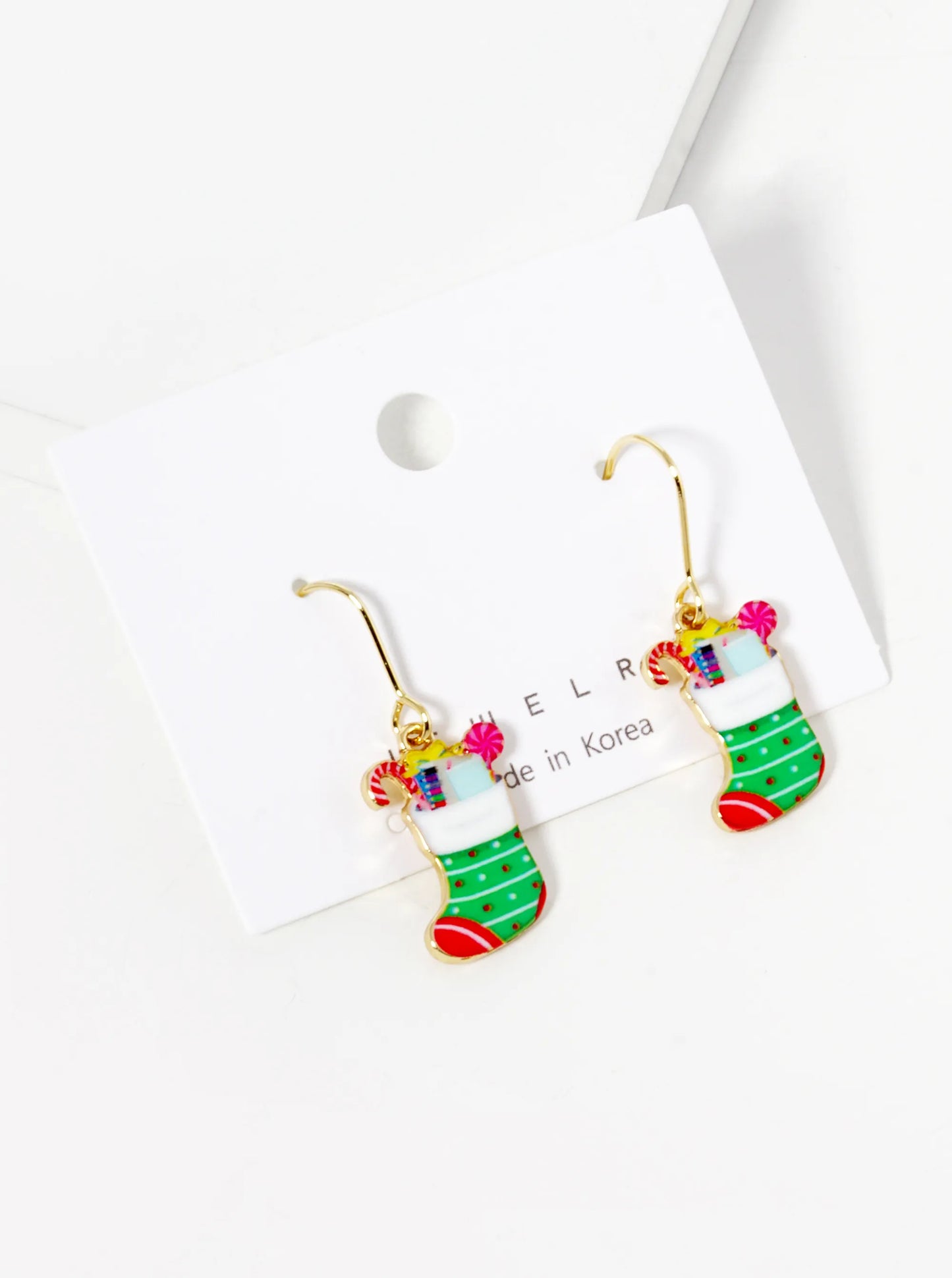 Christmas Stocking Dangle Drop Earrings