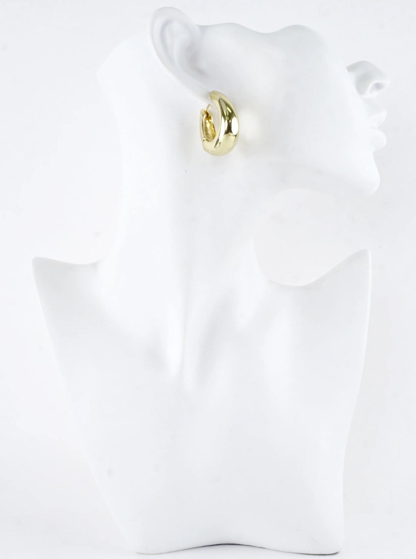 Chunky Brass Oval Huggie Hoop Earrings