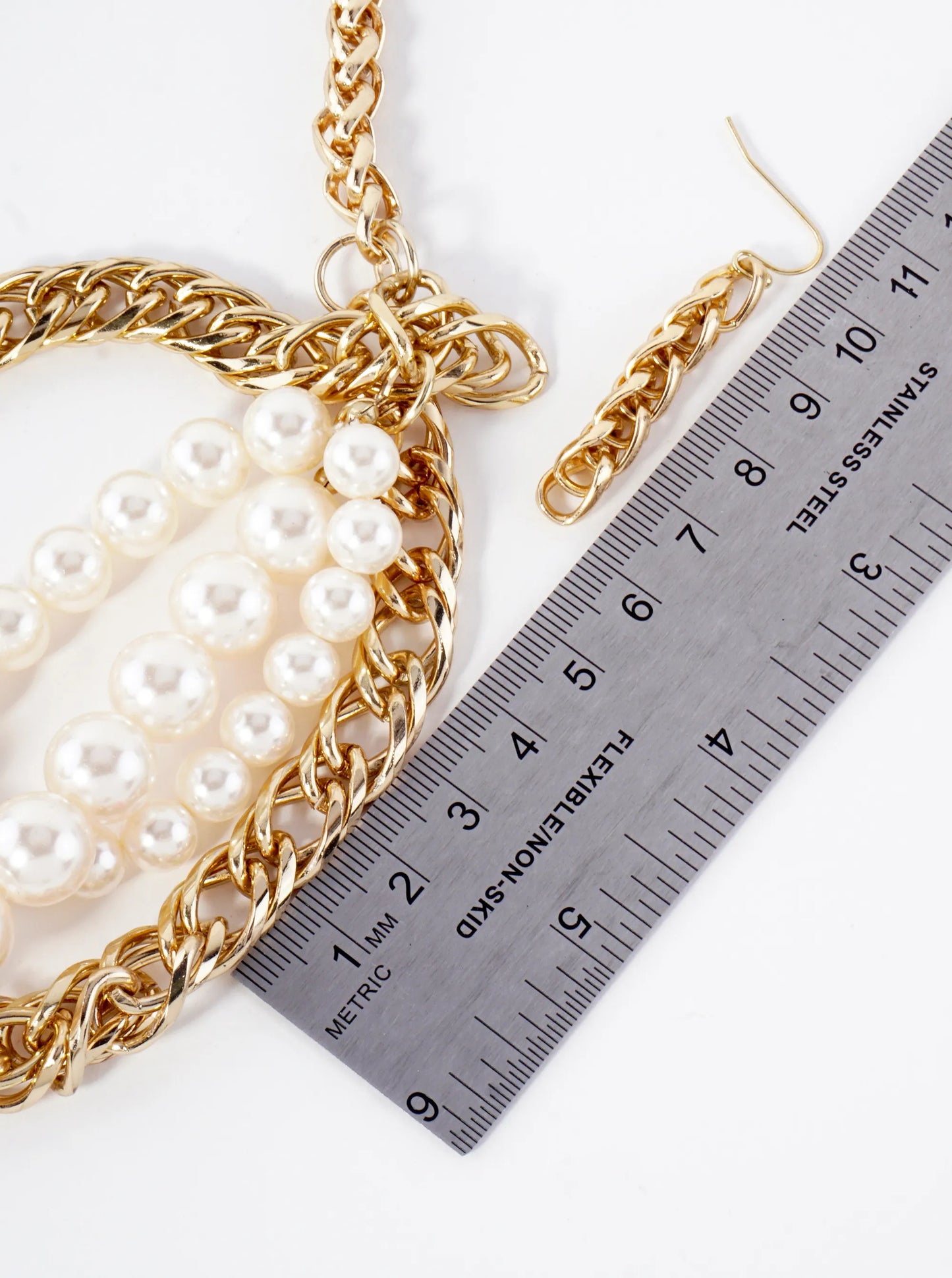 Chunky Pearl Layered Necklace Set-with-Earrings
