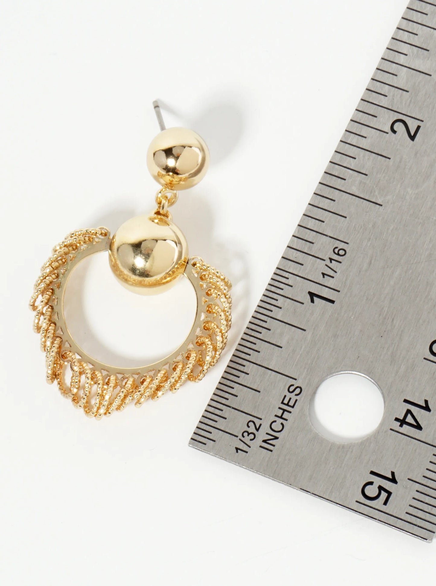 Circle Drop Earrings With Stylish O-Ring Cluster