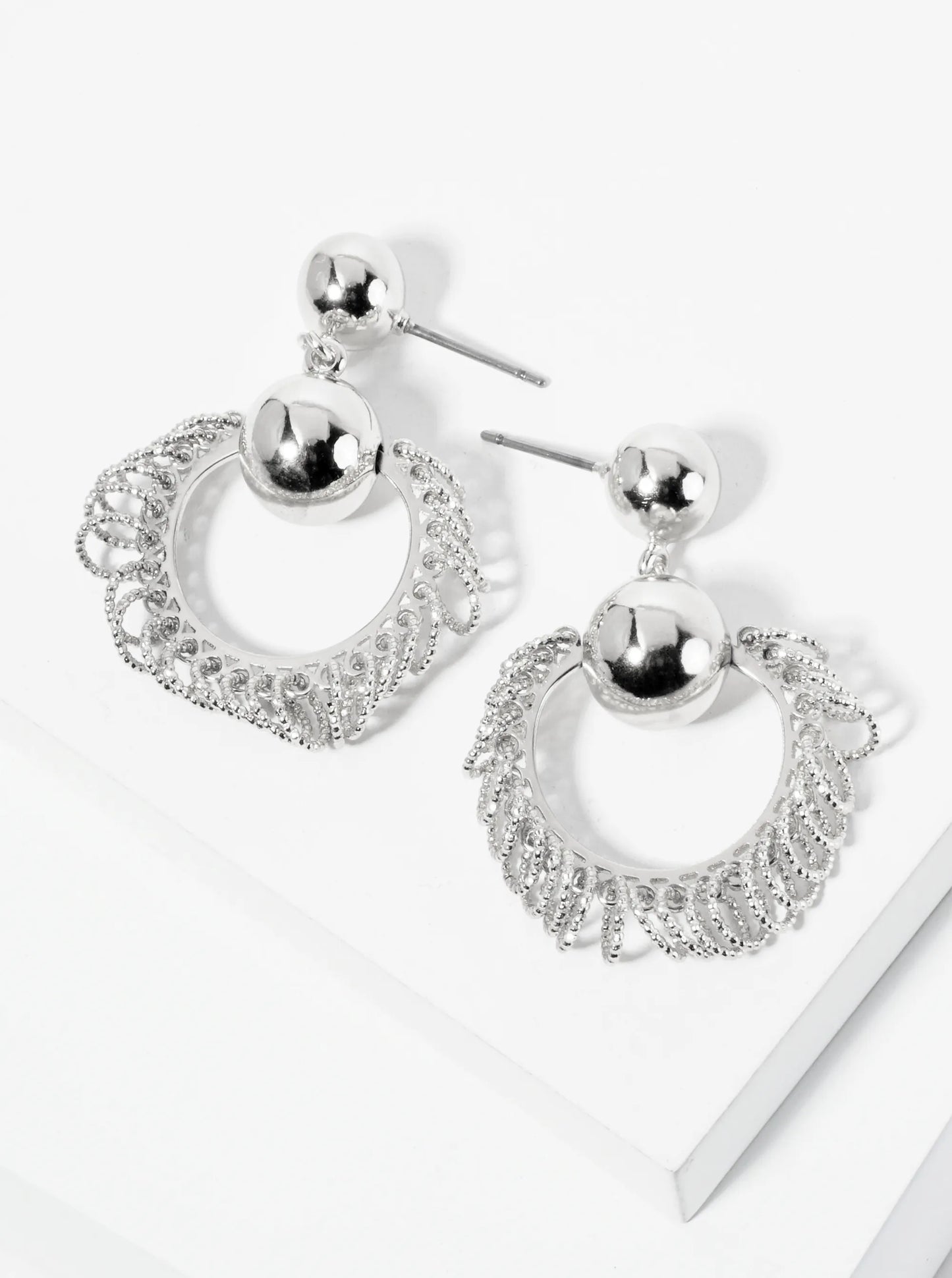 Circle Drop Earrings With Stylish O-Ring Cluster