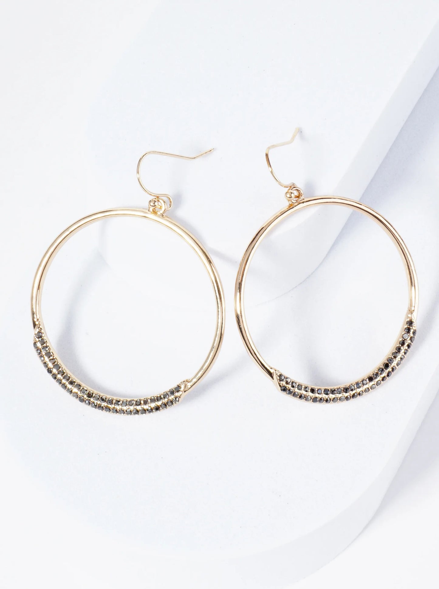 Circle Drop Earrings With Tiny Crystal Pave Accents