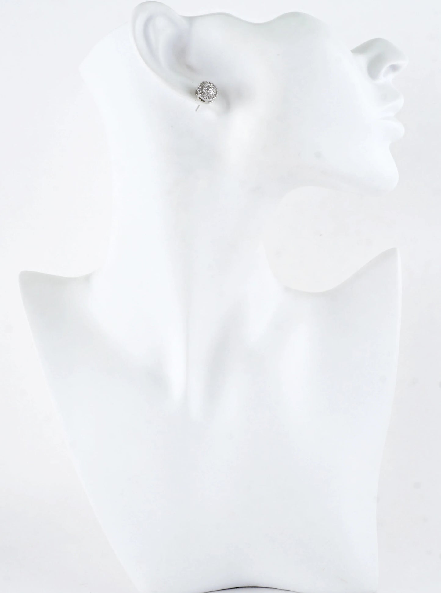 Circular Pave Cubic Zirconia Round Stud Earrings