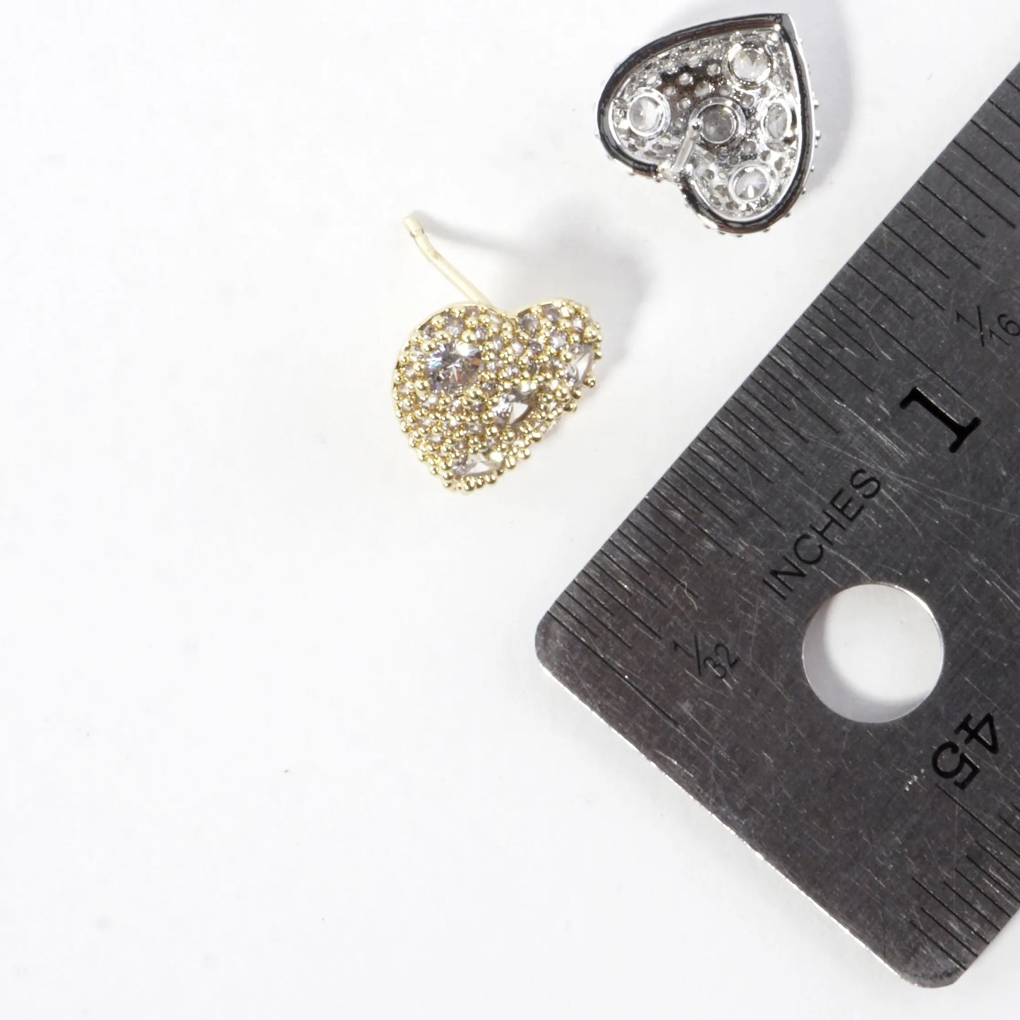 Clustered Brilliance Domed Heart Stud Earrings