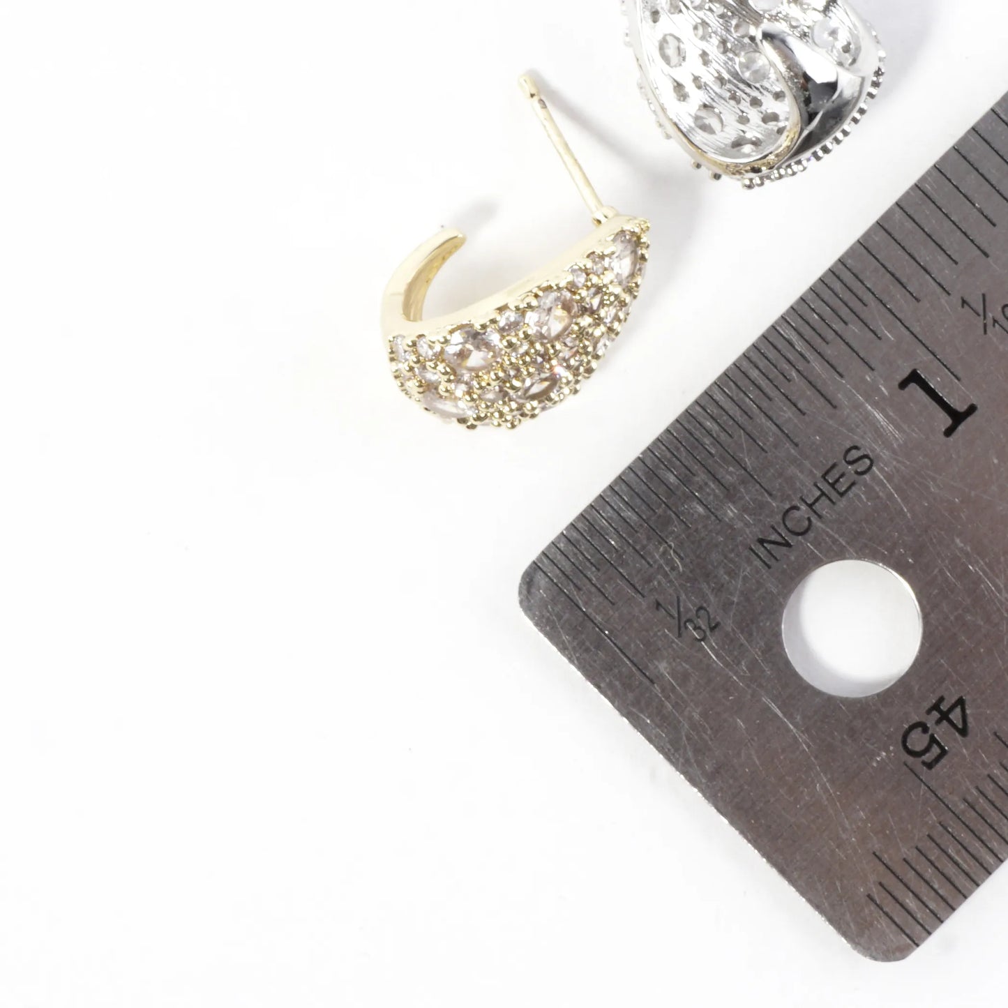Clustered Brilliance Domed Teardrop Stud Earrings