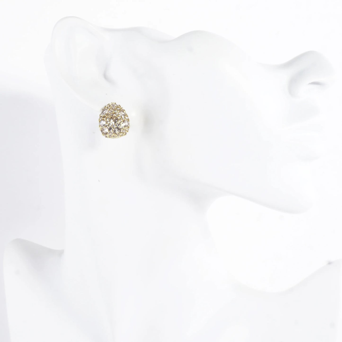 Clustered Brilliance Domed Teardrop Stud Earrings